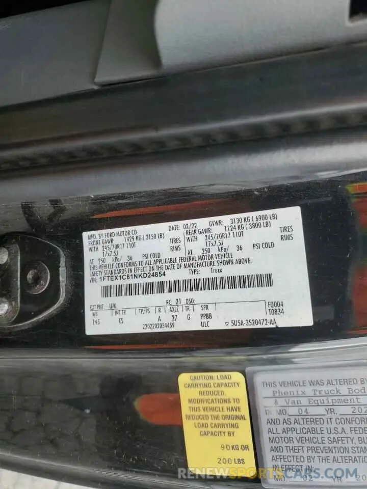 13 Photograph of a damaged car 1FTEX1C81NKD24854 FORD F-150 2022