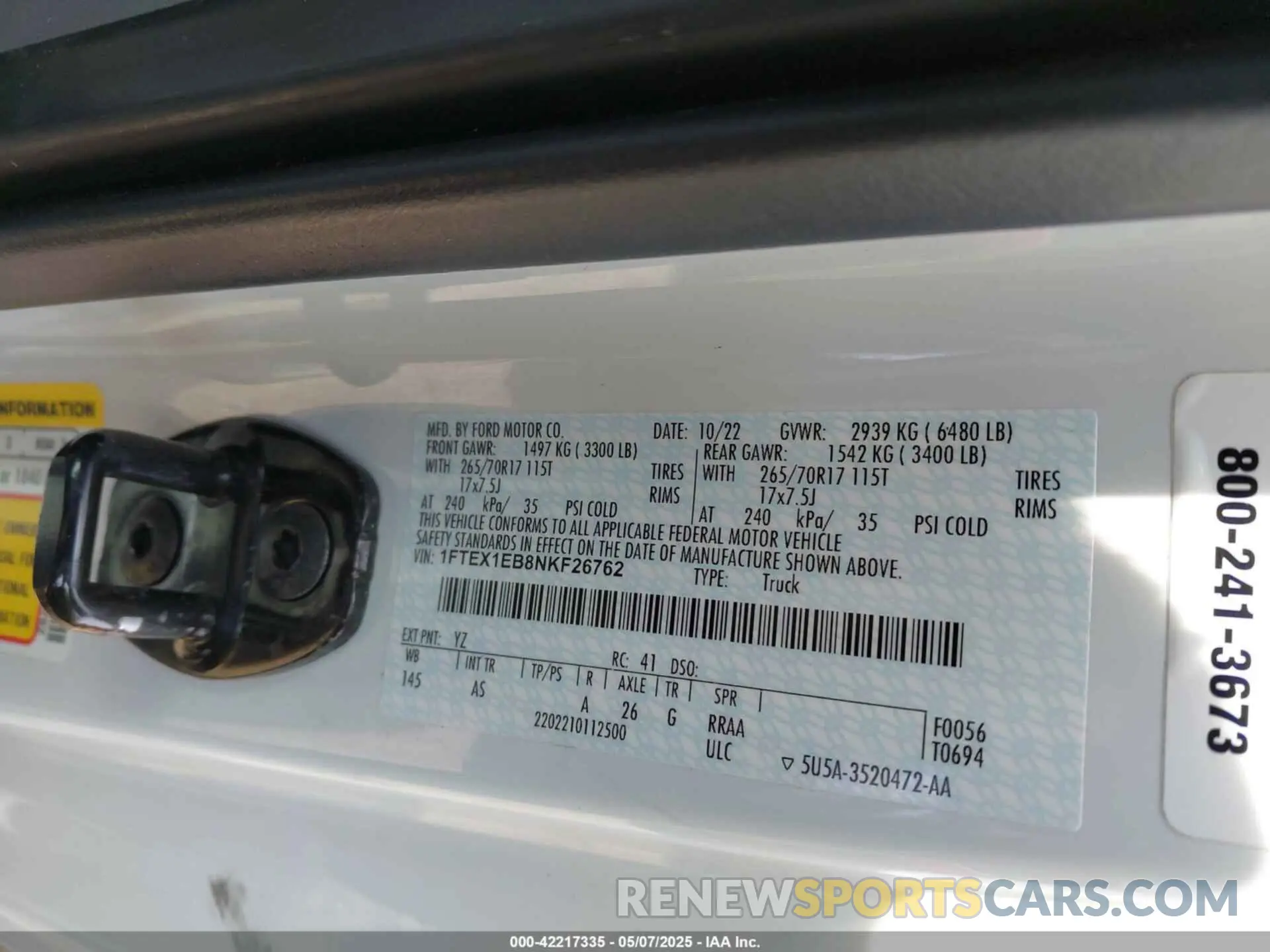 9 Photograph of a damaged car 1FTEX1EB8NKF26762 FORD F-150 2022