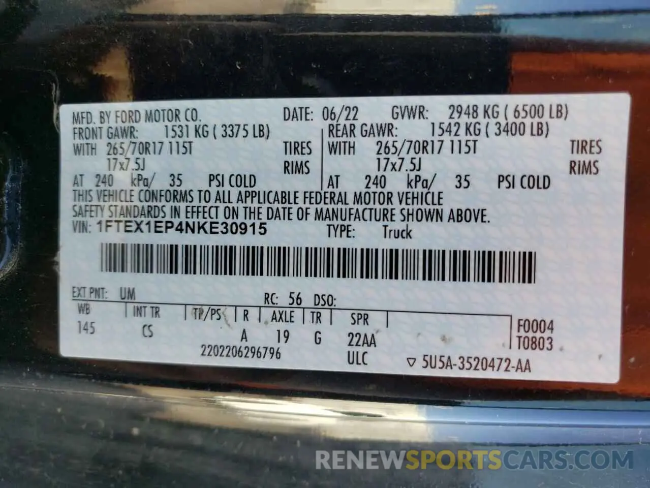 12 Photograph of a damaged car 1FTEX1EP4NKE30915 FORD F-150 2022