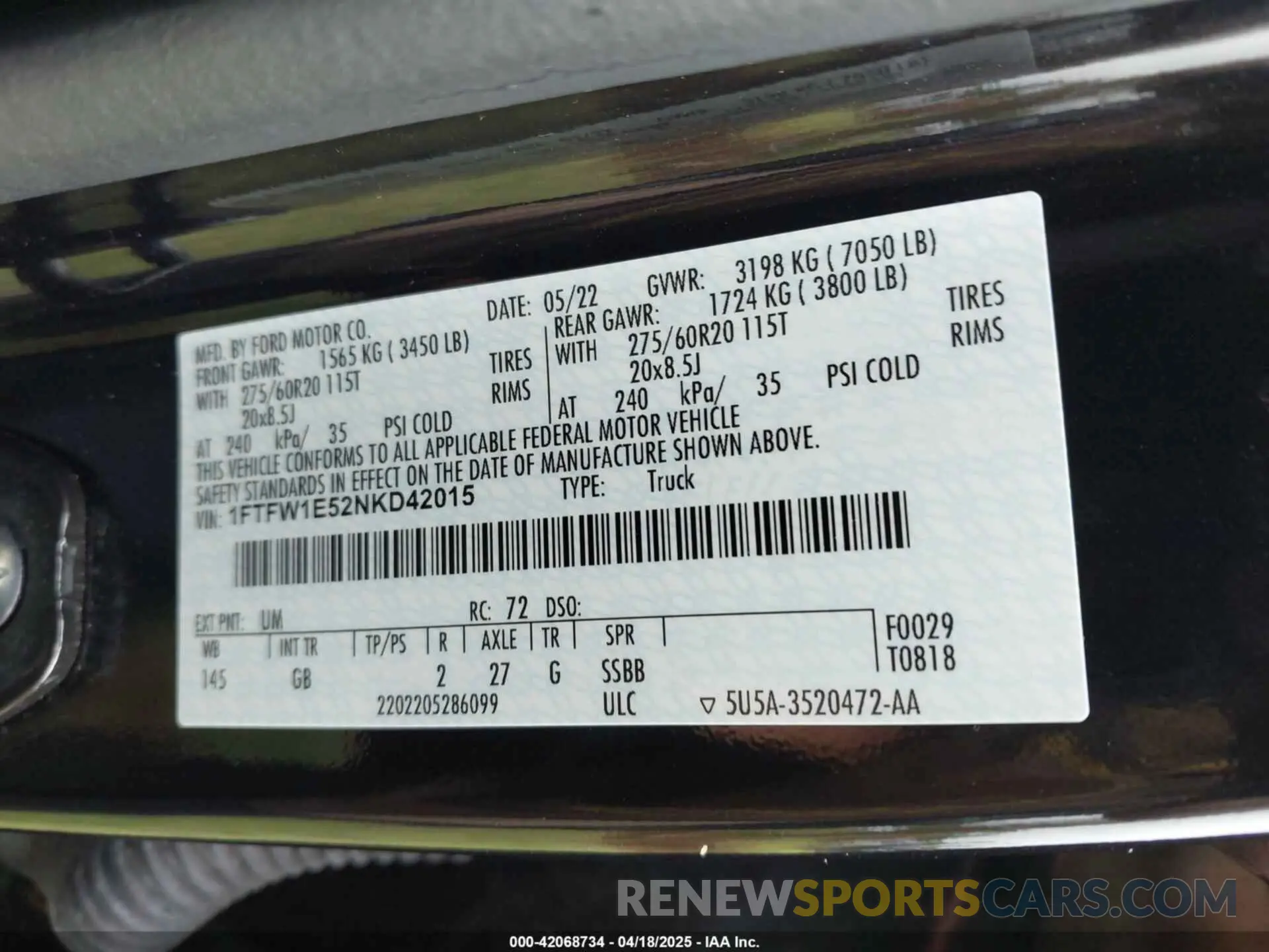 9 Photograph of a damaged car 1FTFW1E52NKD42015 FORD F-150 2022