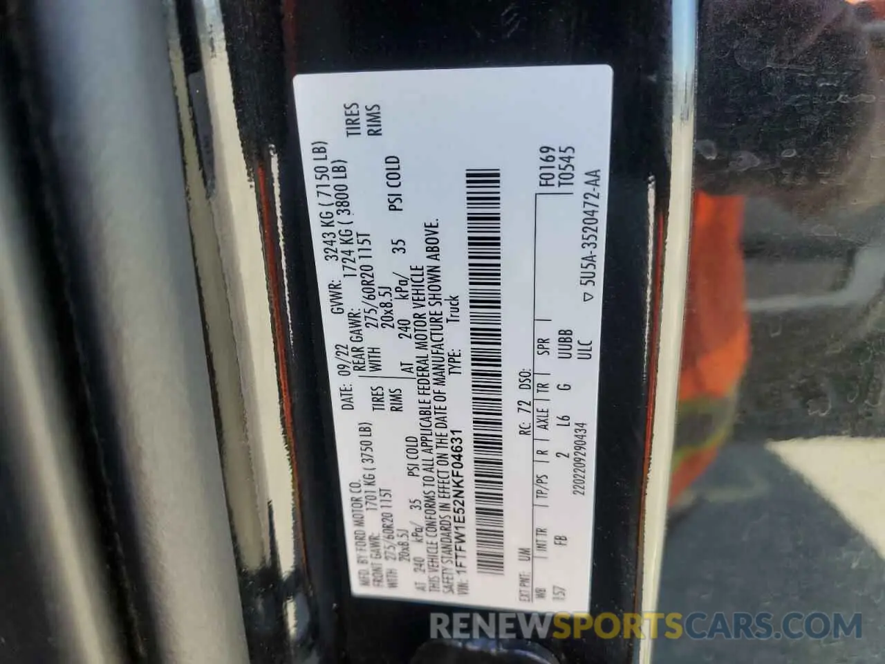 12 Photograph of a damaged car 1FTFW1E52NKF04631 FORD F-150 2022