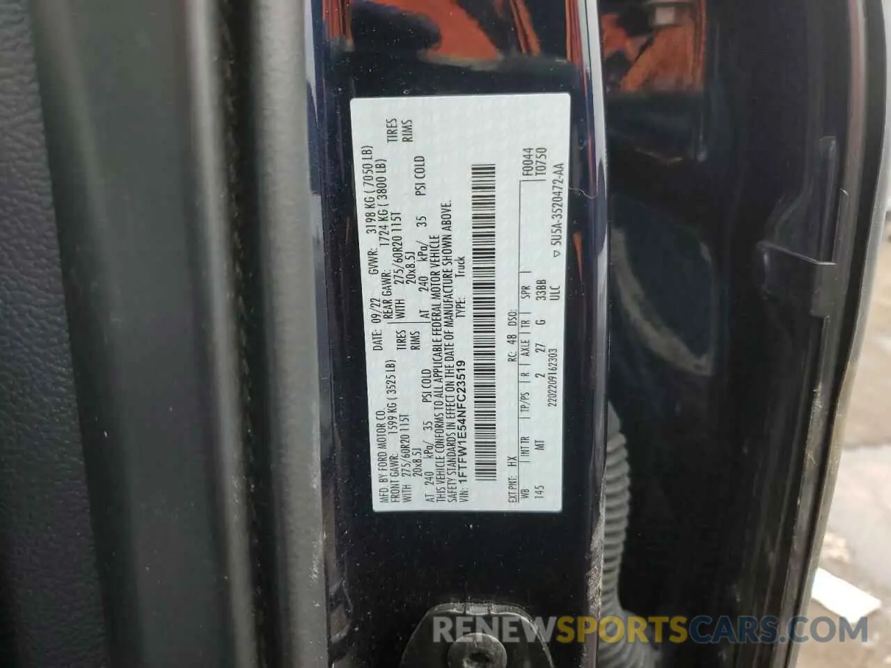 12 Photograph of a damaged car 1FTFW1E54NFC23519 FORD F-150 2022