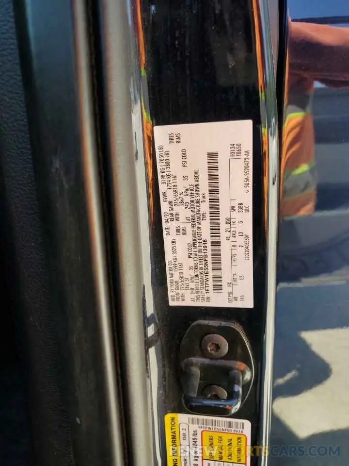 12 Photograph of a damaged car 1FTFW1E55NFB13918 FORD F-150 2022