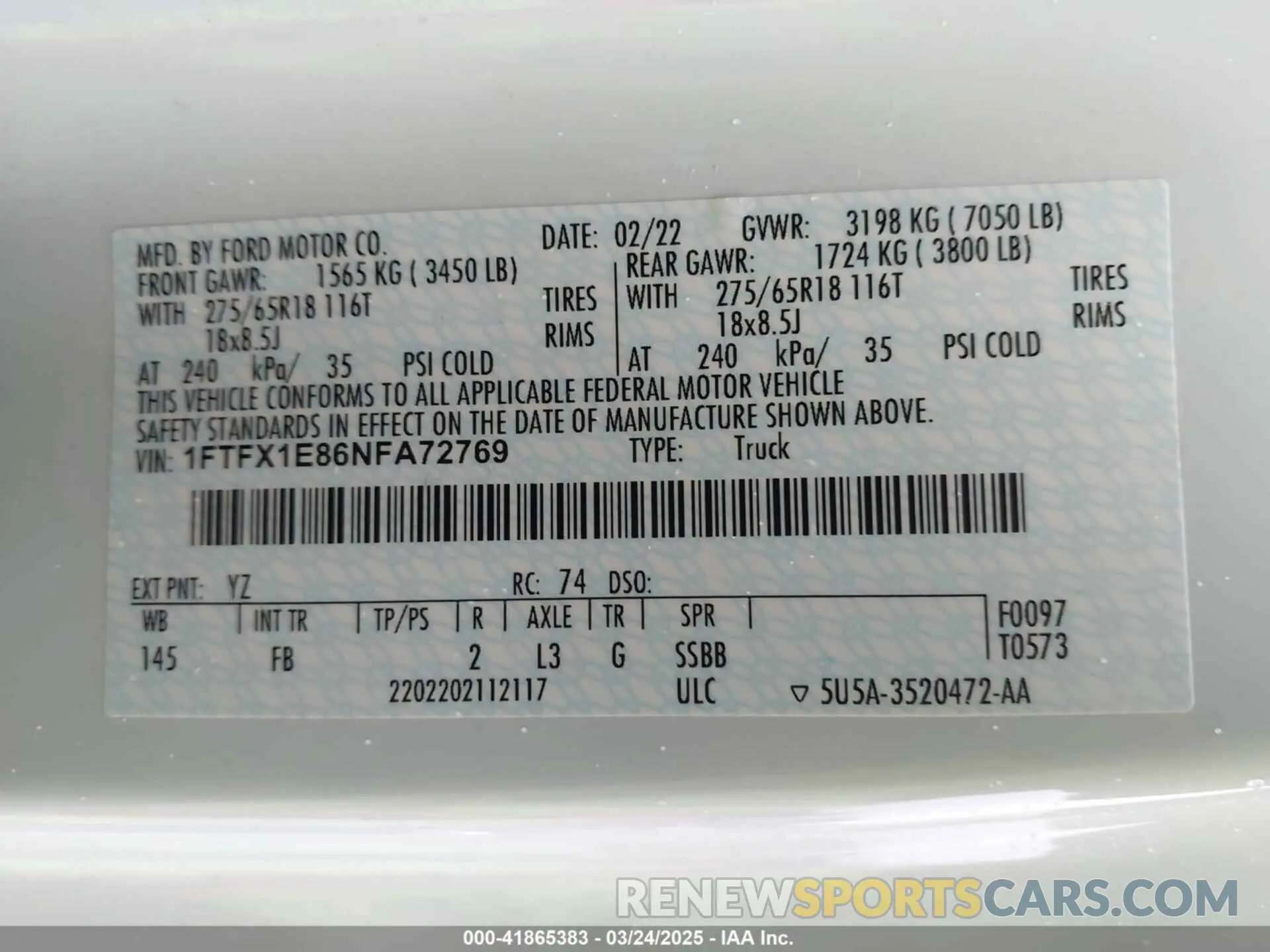 9 Photograph of a damaged car 1FTFX1E86NFA72769 FORD F-150 2022