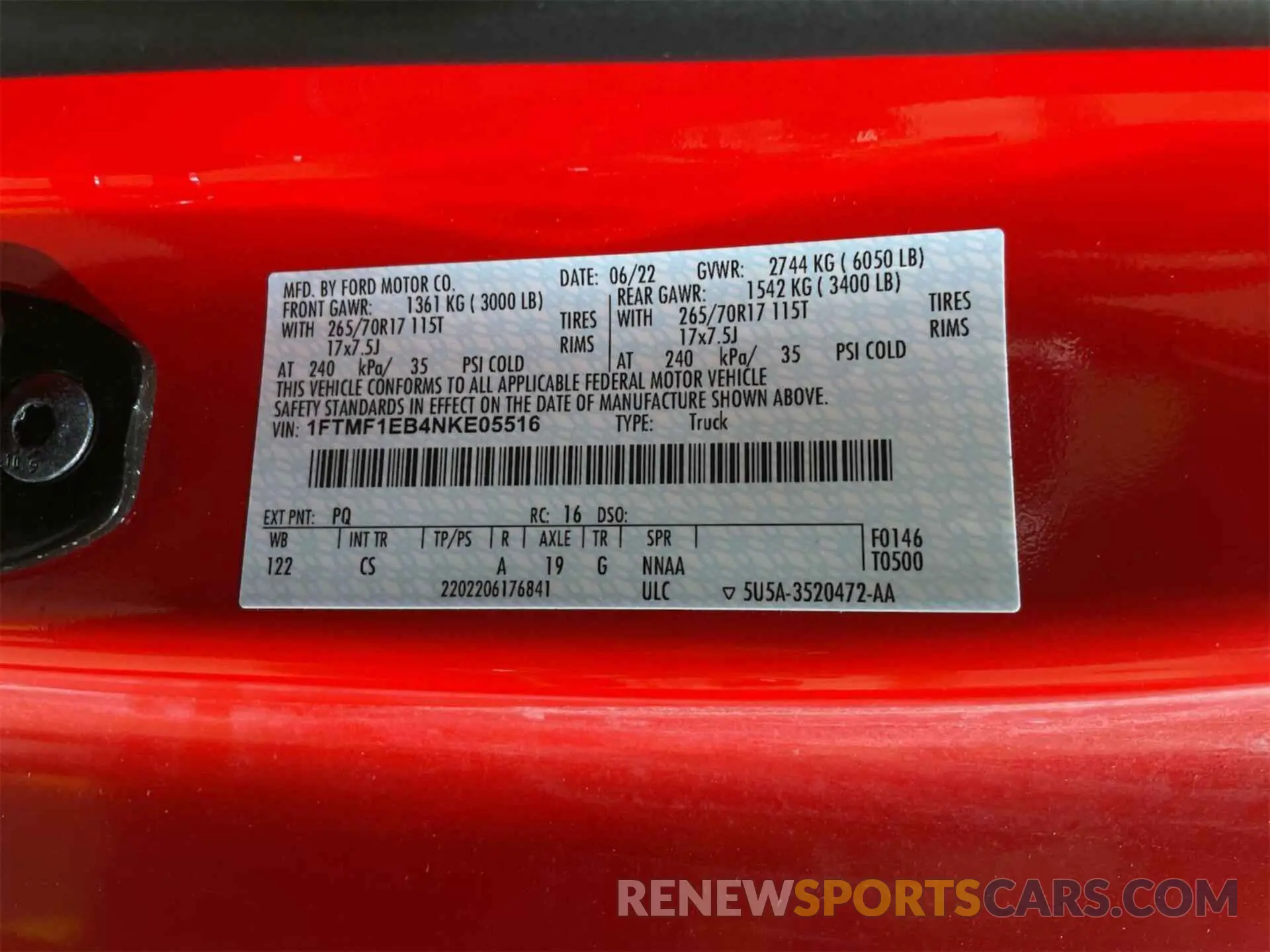 13 Photograph of a damaged car 1FTMF1EB4NKE05516 FORD F-150 2022