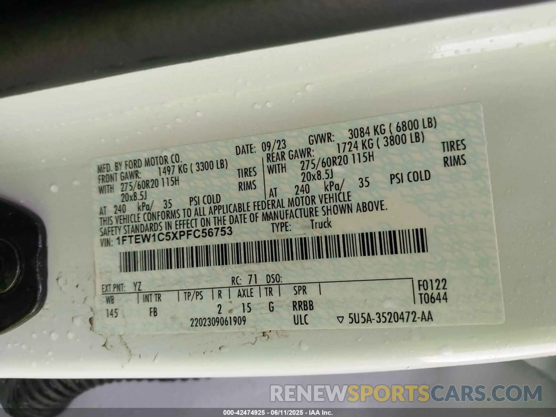9 Photograph of a damaged car 1FTEW1C5XPFC56753 FORD F-150 2023