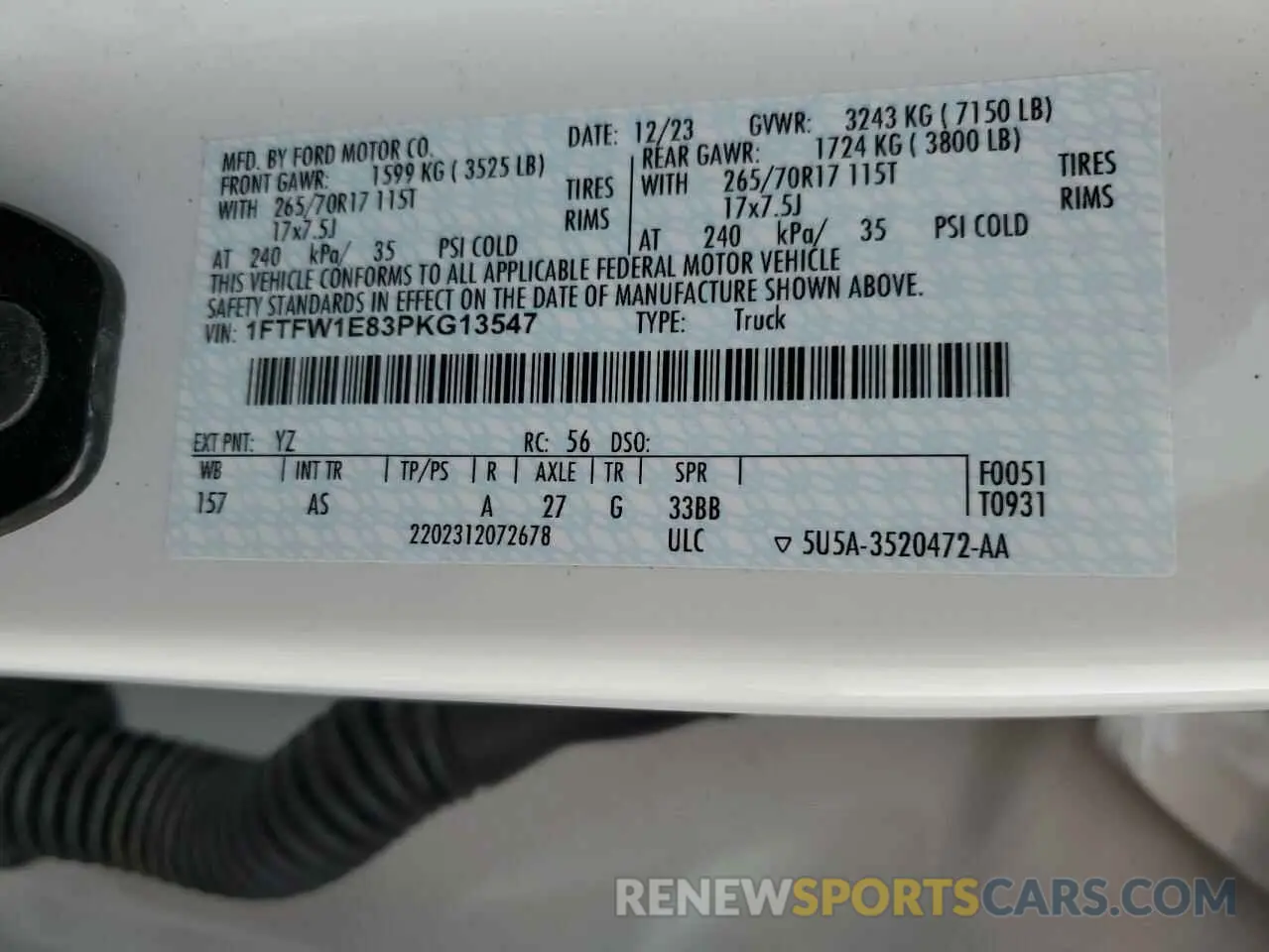 12 Photograph of a damaged car 1FTFW1E83PKG13547 FORD F-150 2023