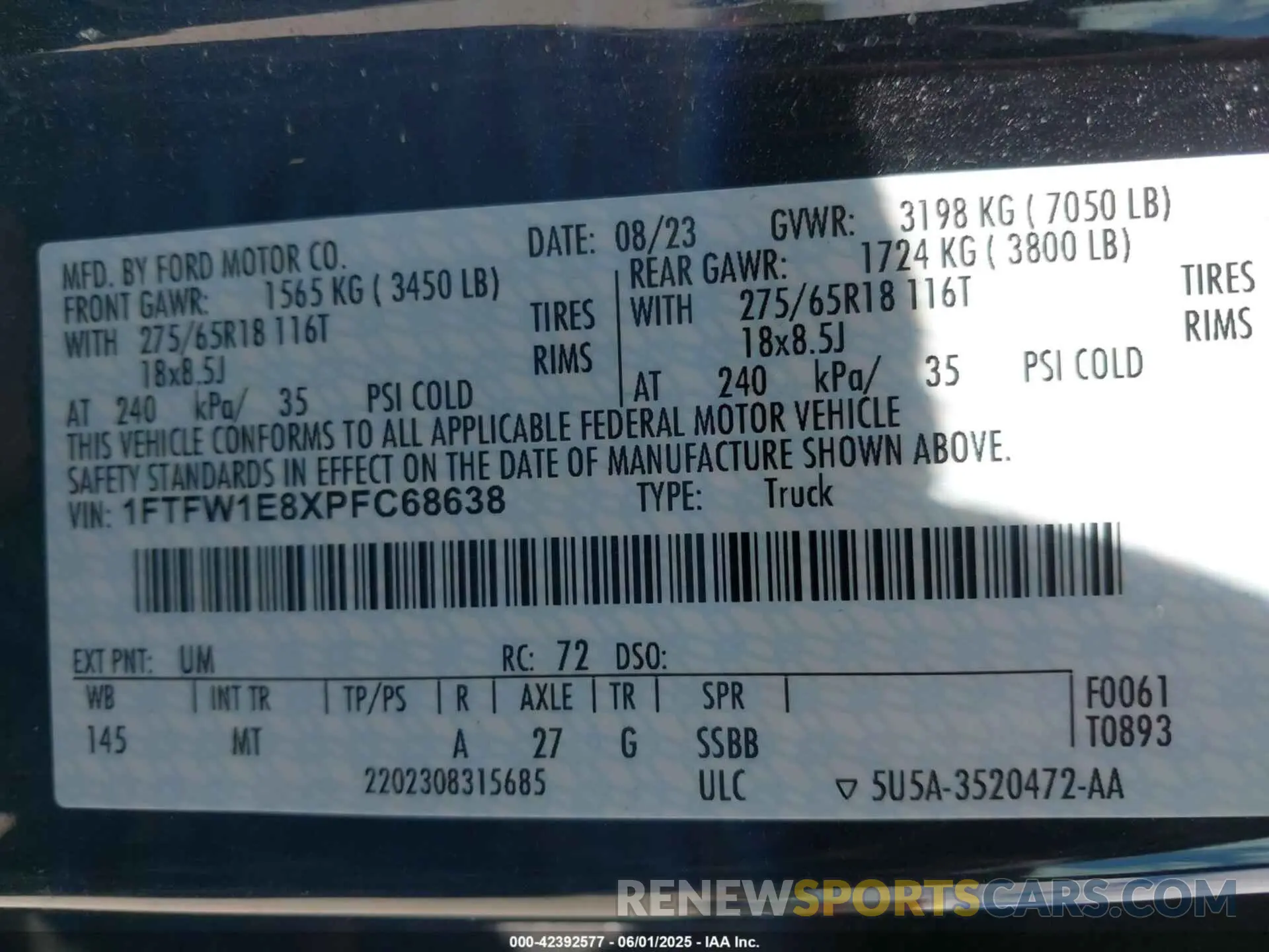 9 Photograph of a damaged car 1FTFW1E8XPFC68638 FORD F-150 2023