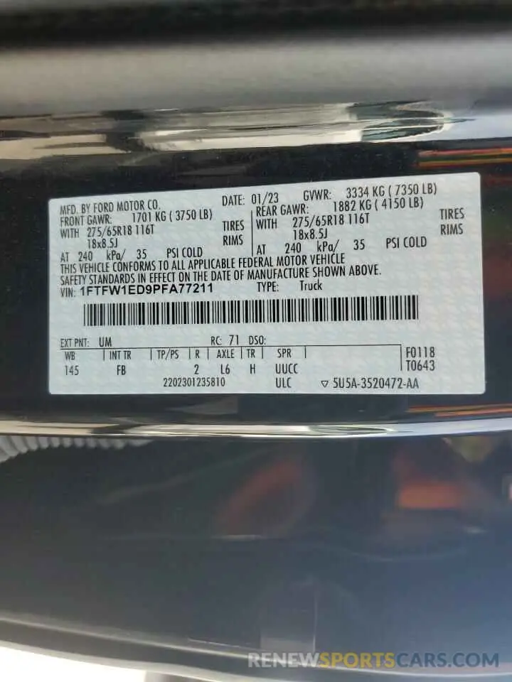 13 Photograph of a damaged car 1FTFW1ED9PFA77211 FORD F-150 2023