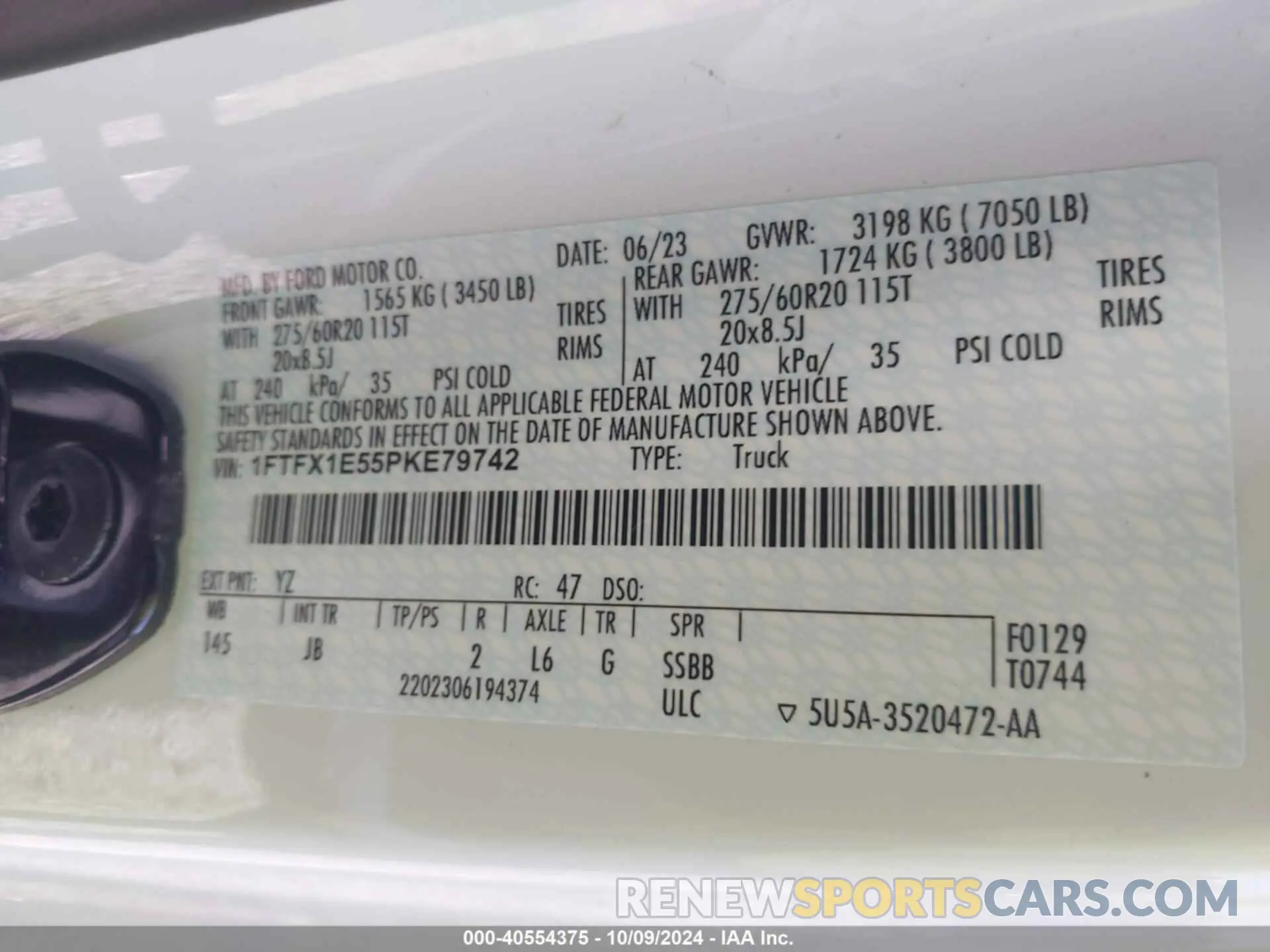 9 Photograph of a damaged car 1FTFX1E55PKE79742 FORD F-150 2023