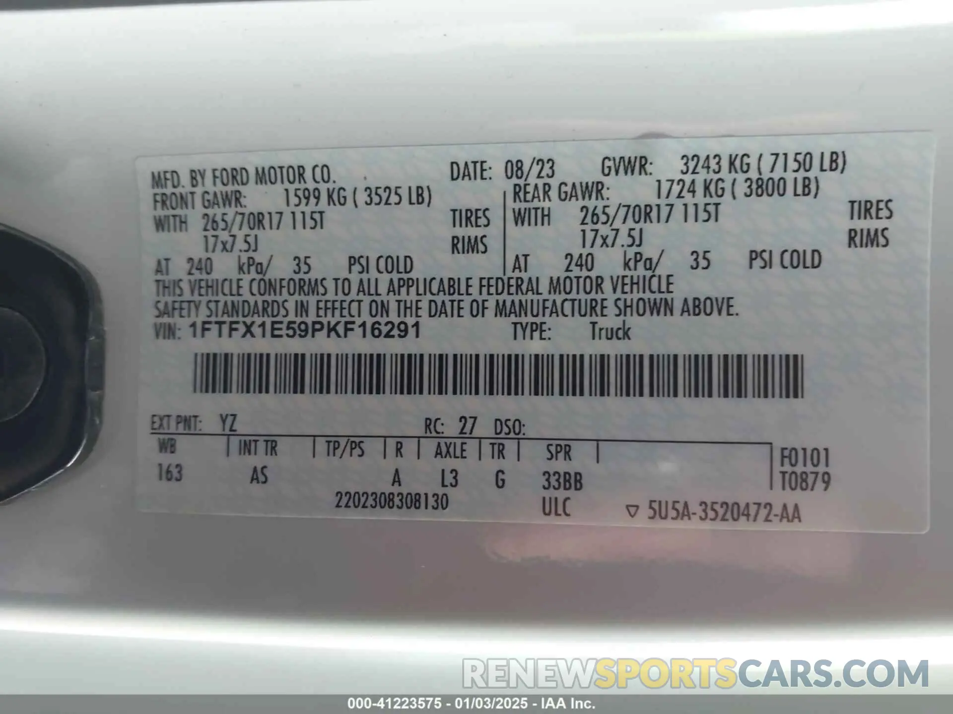9 Photograph of a damaged car 1FTFX1E59PKF16291 FORD F-150 2023