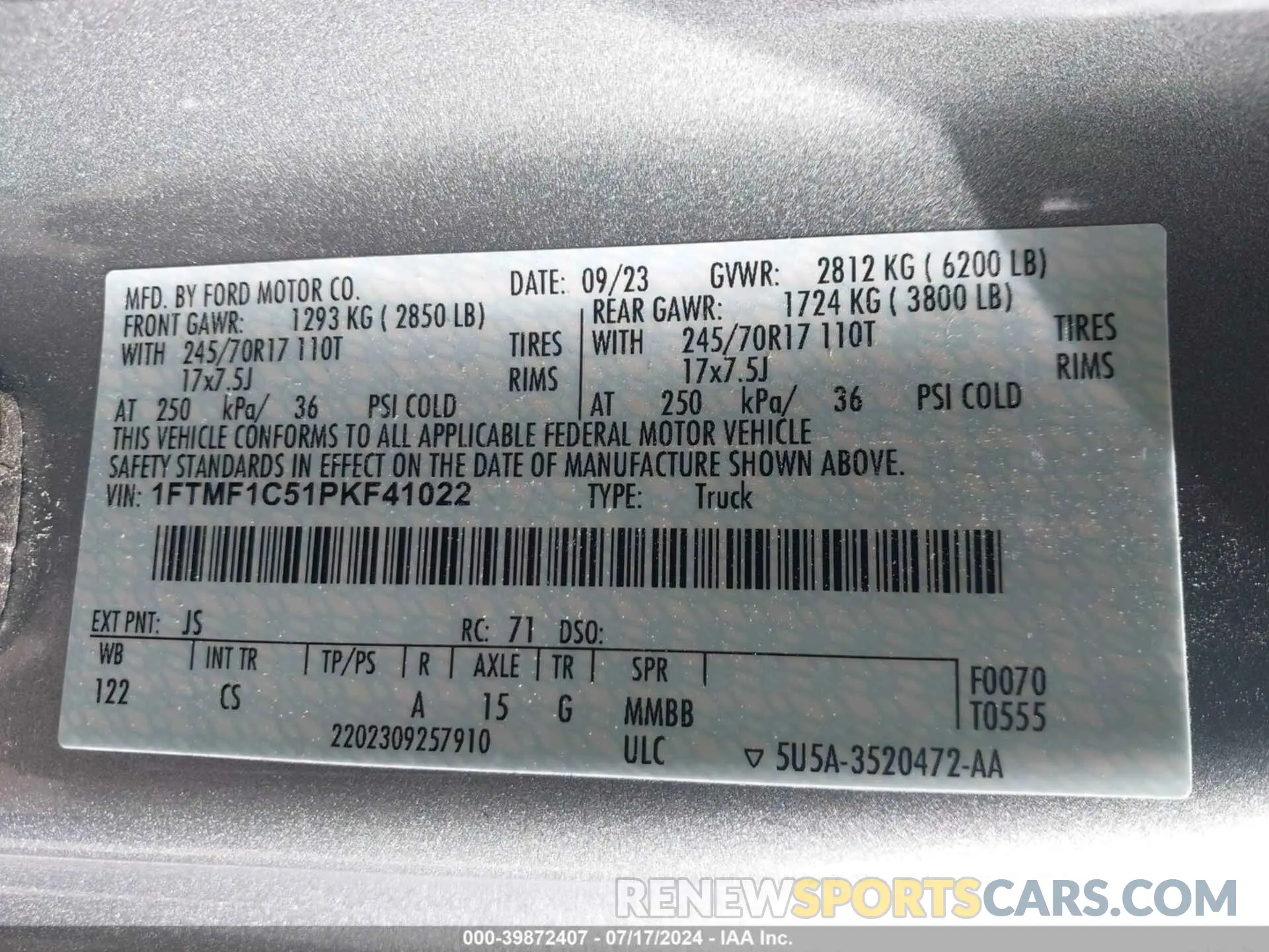 9 Photograph of a damaged car 1FTMF1C51PKF41022 FORD F-150 2023