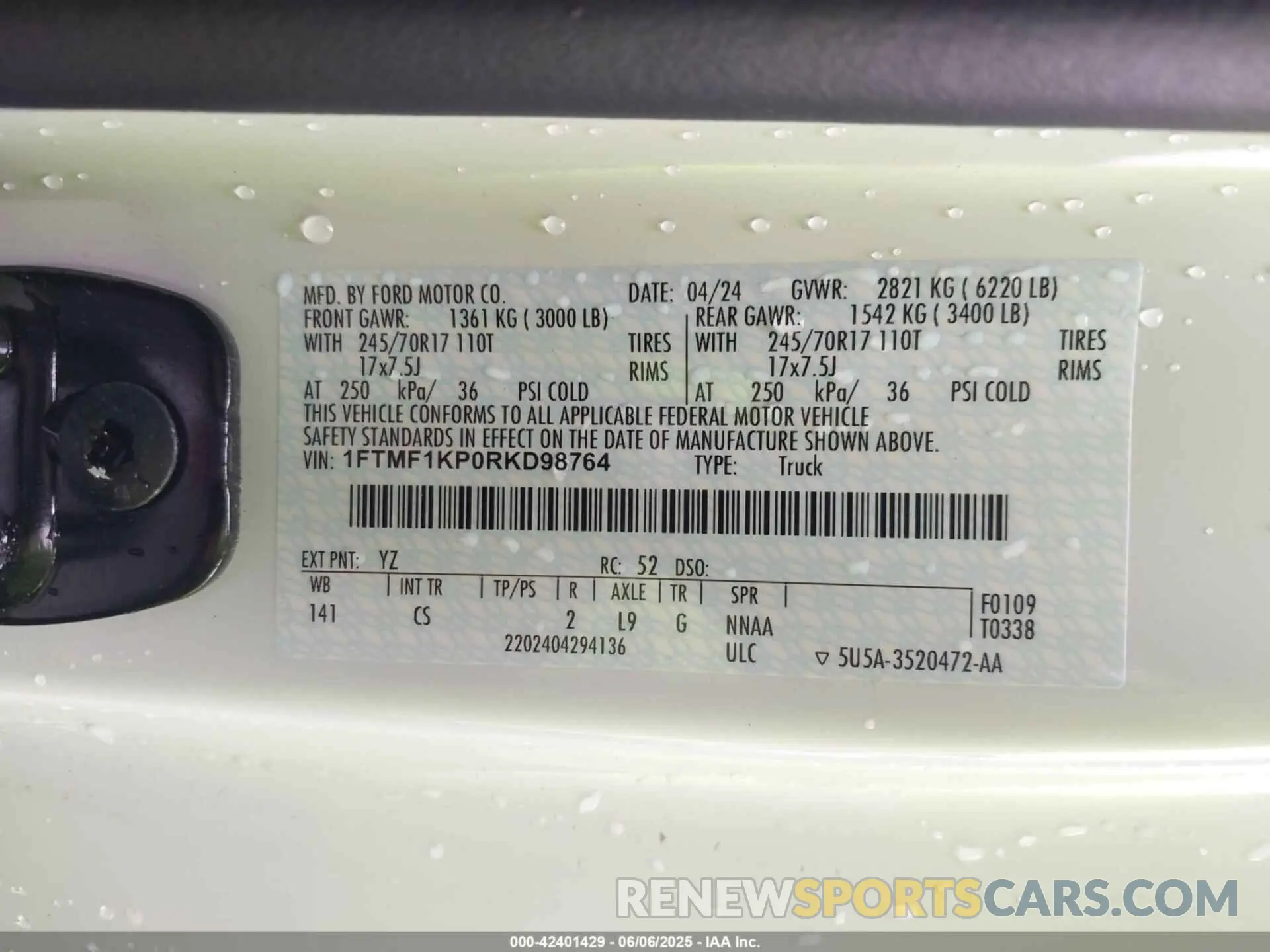 9 Photograph of a damaged car 1FTMF1KP0RKD98764 FORD F-150 2024