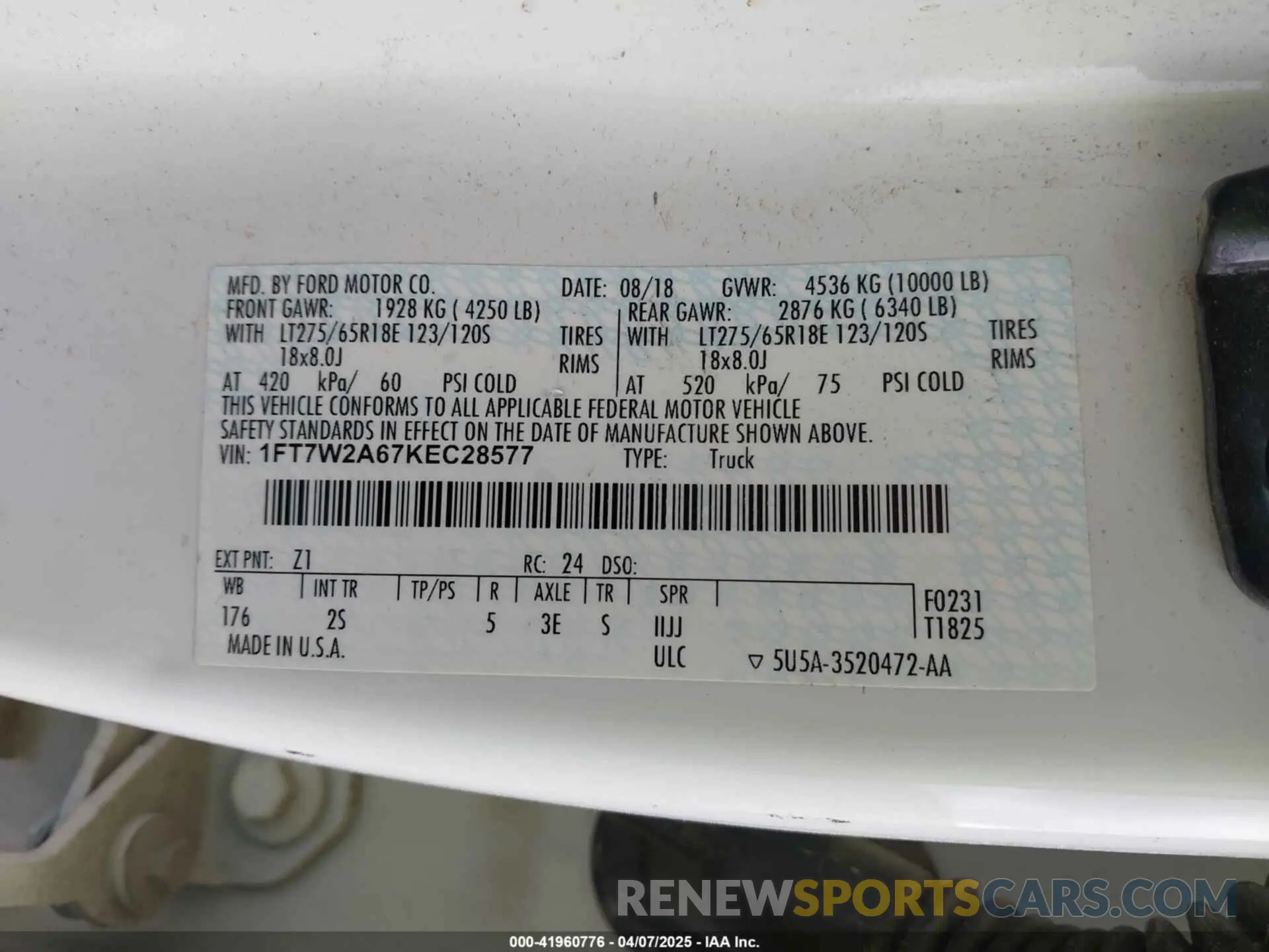 9 Photograph of a damaged car 1FT7W2A67KEC28577 FORD F-250 2019