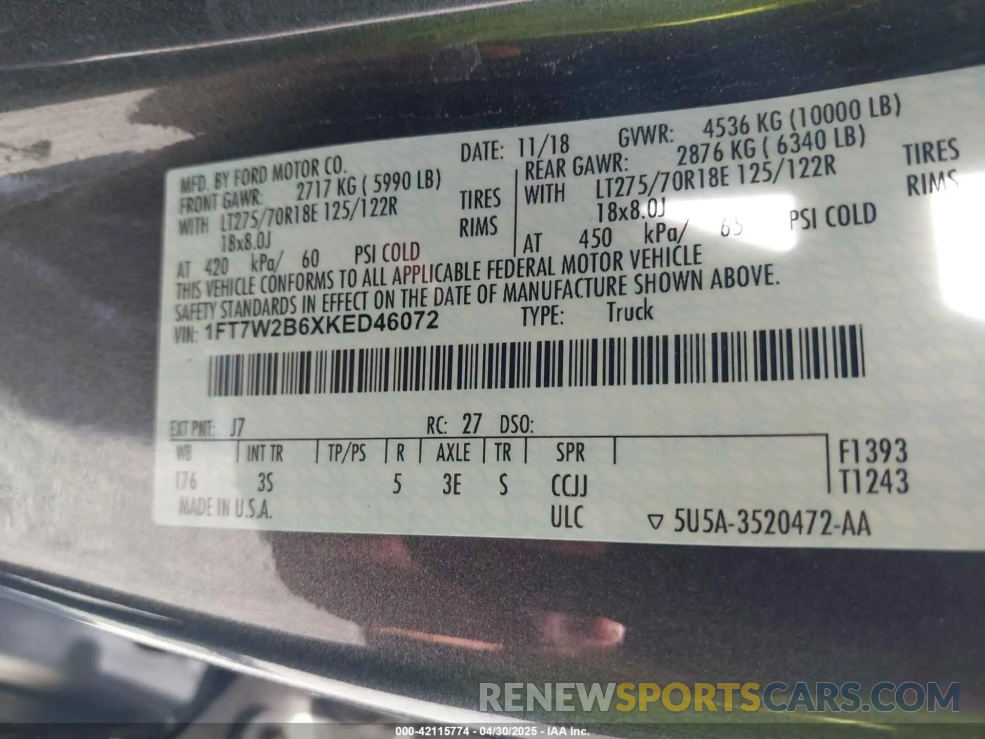 9 Photograph of a damaged car 1FT7W2B6XKED46072 FORD F-250 2019