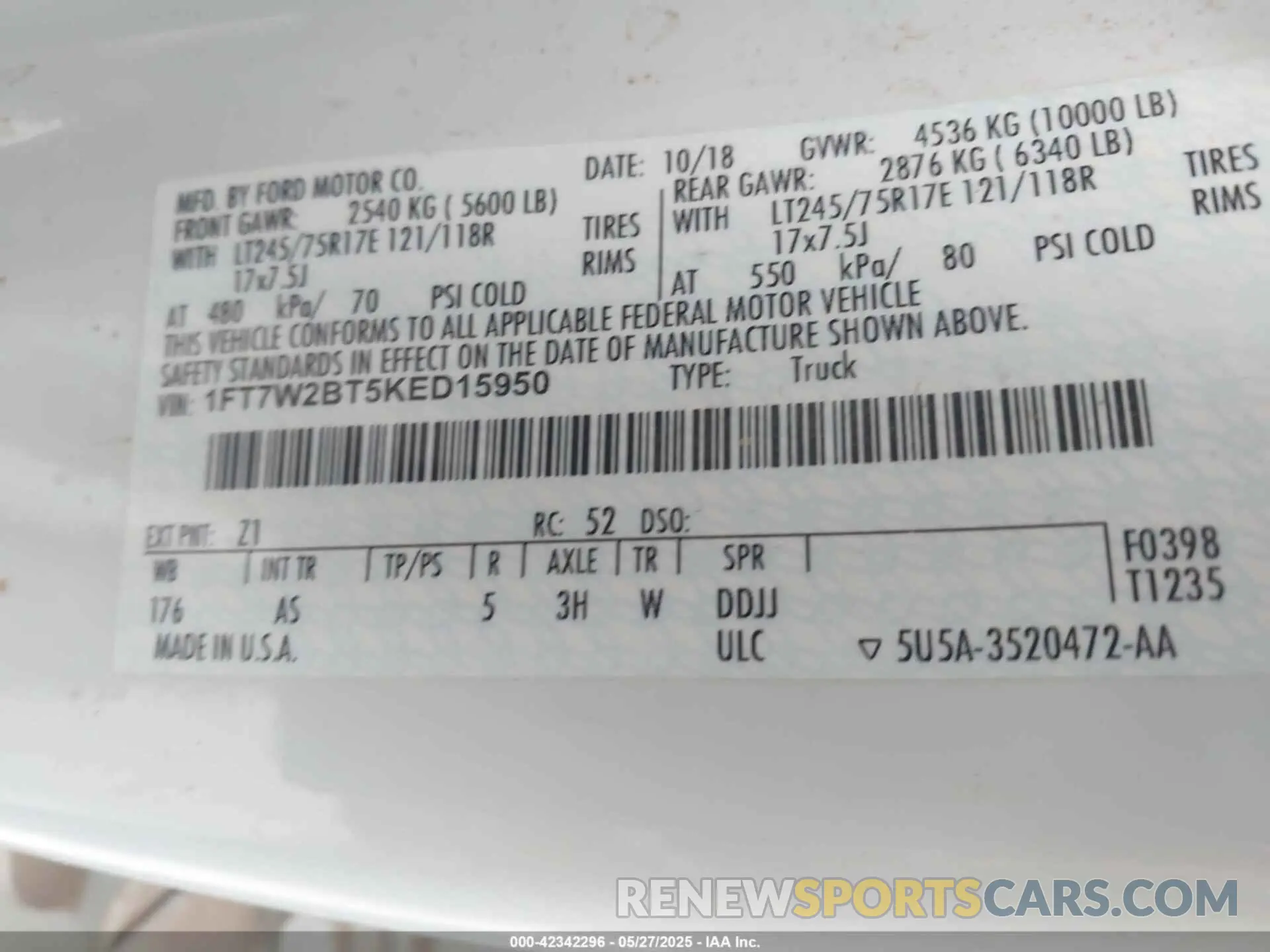 9 Photograph of a damaged car 1FT7W2BT5KED15950 FORD F-250 2019