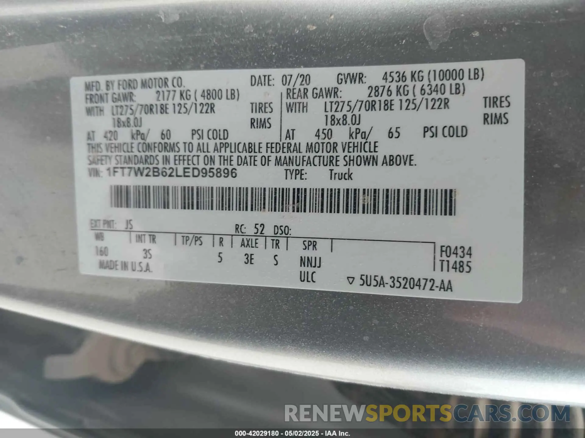 9 Photograph of a damaged car 1FT7W2B62LED95896 FORD F-250 2020