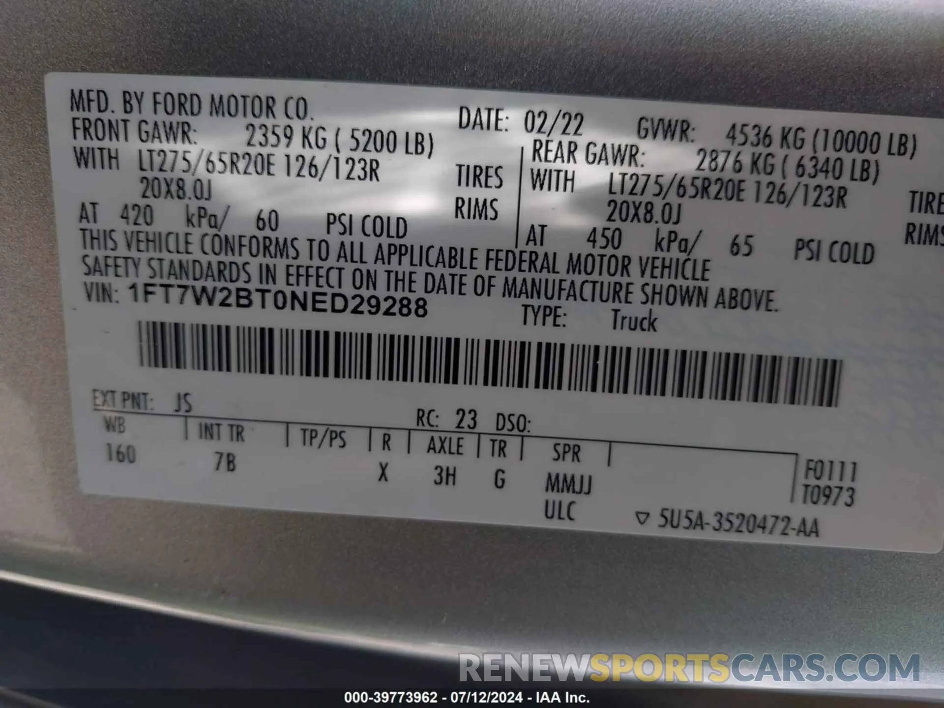 9 Photograph of a damaged car 1FT7W2BT0NED29288 FORD F-250 2022
