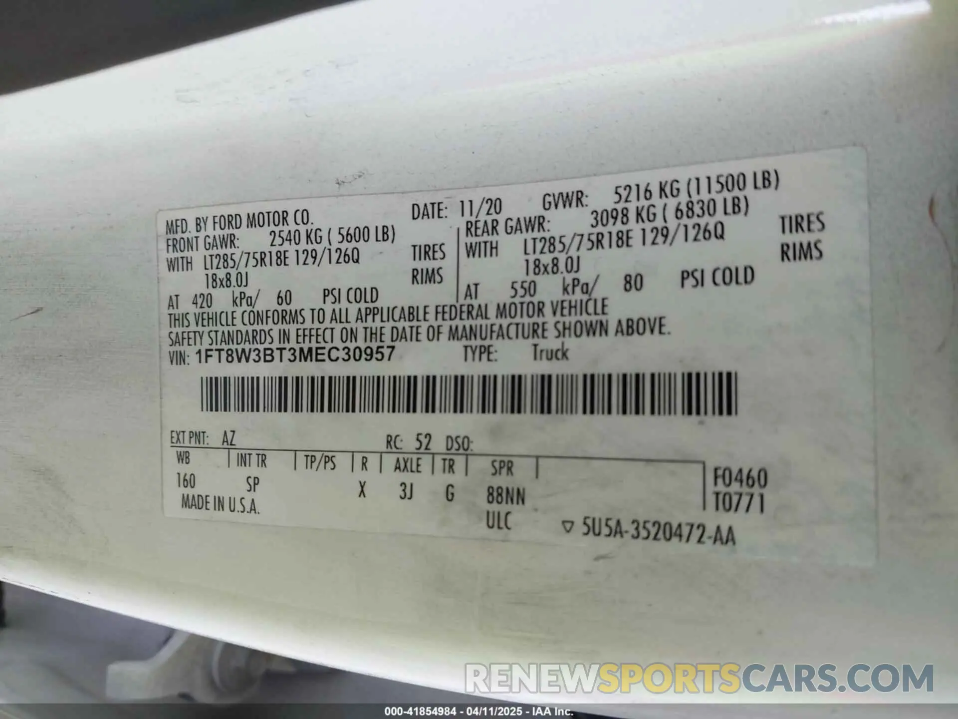 8 Photograph of a damaged car 1FT8W3BT3MEC30957 FORD F-350 2021