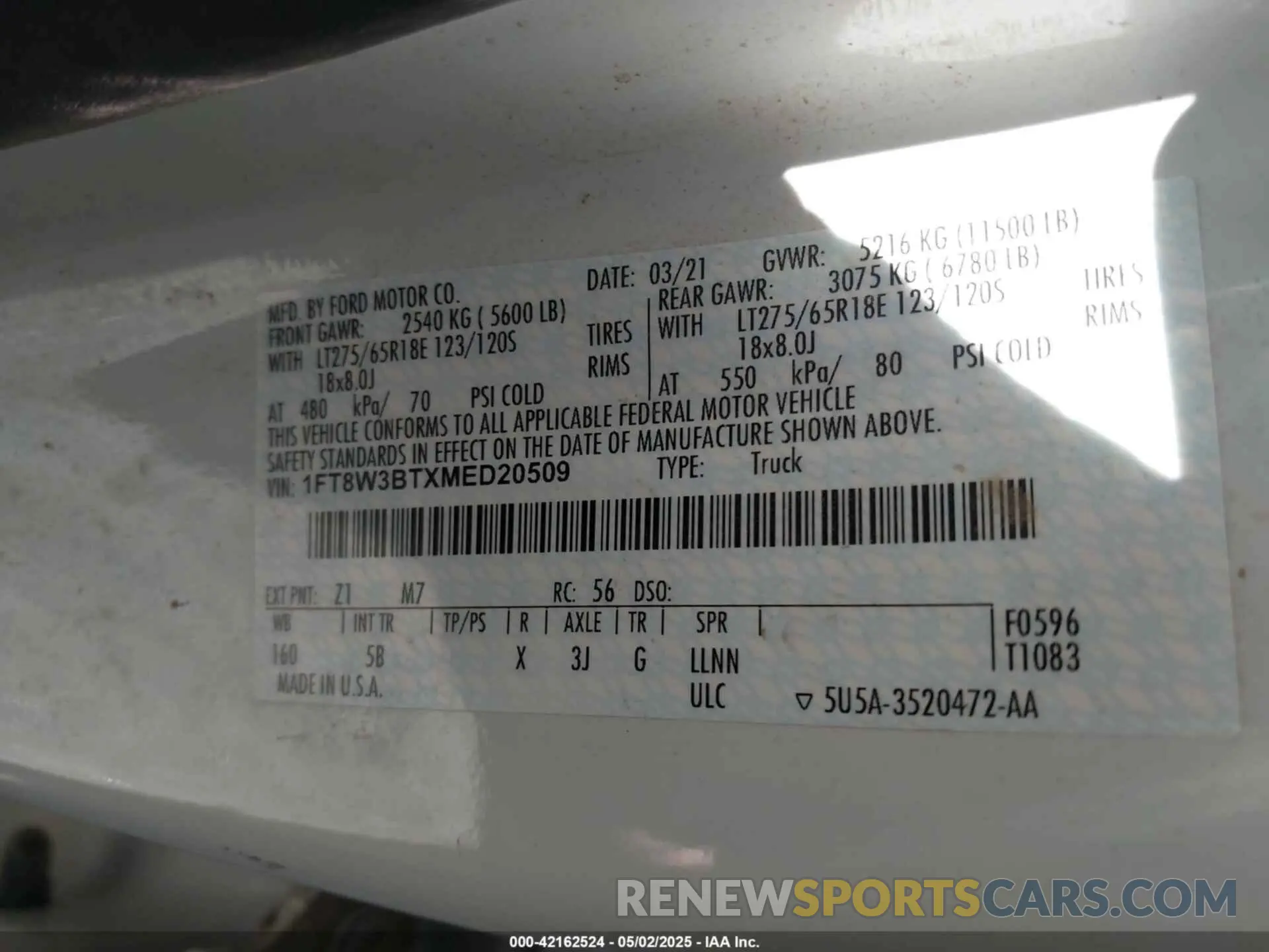 8 Photograph of a damaged car 1FT8W3BTXMED20509 FORD F-350 2021