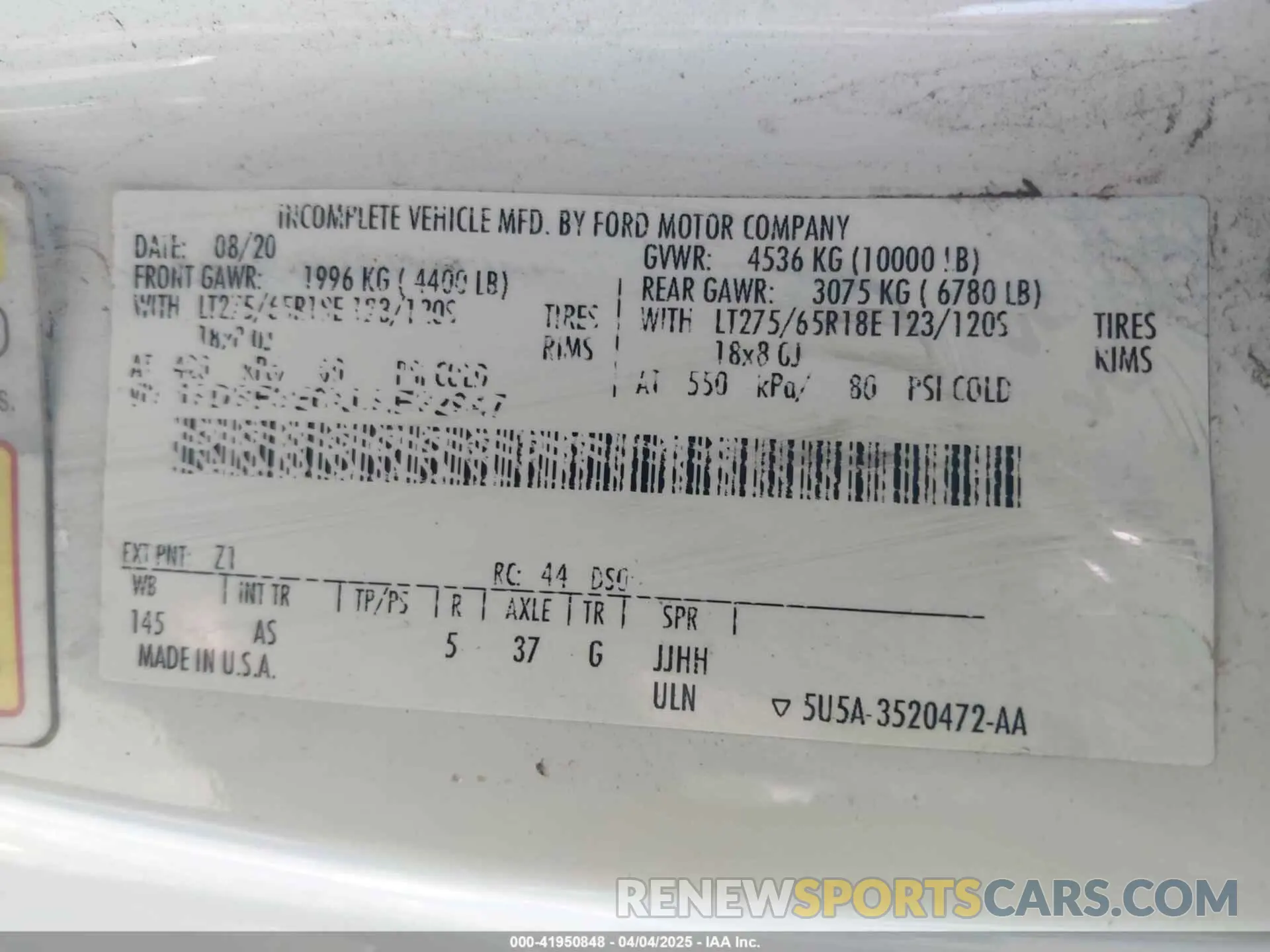 9 Photograph of a damaged car 1FDBF3E6XLEE22947 FORD F-350 CHASSIS 2020