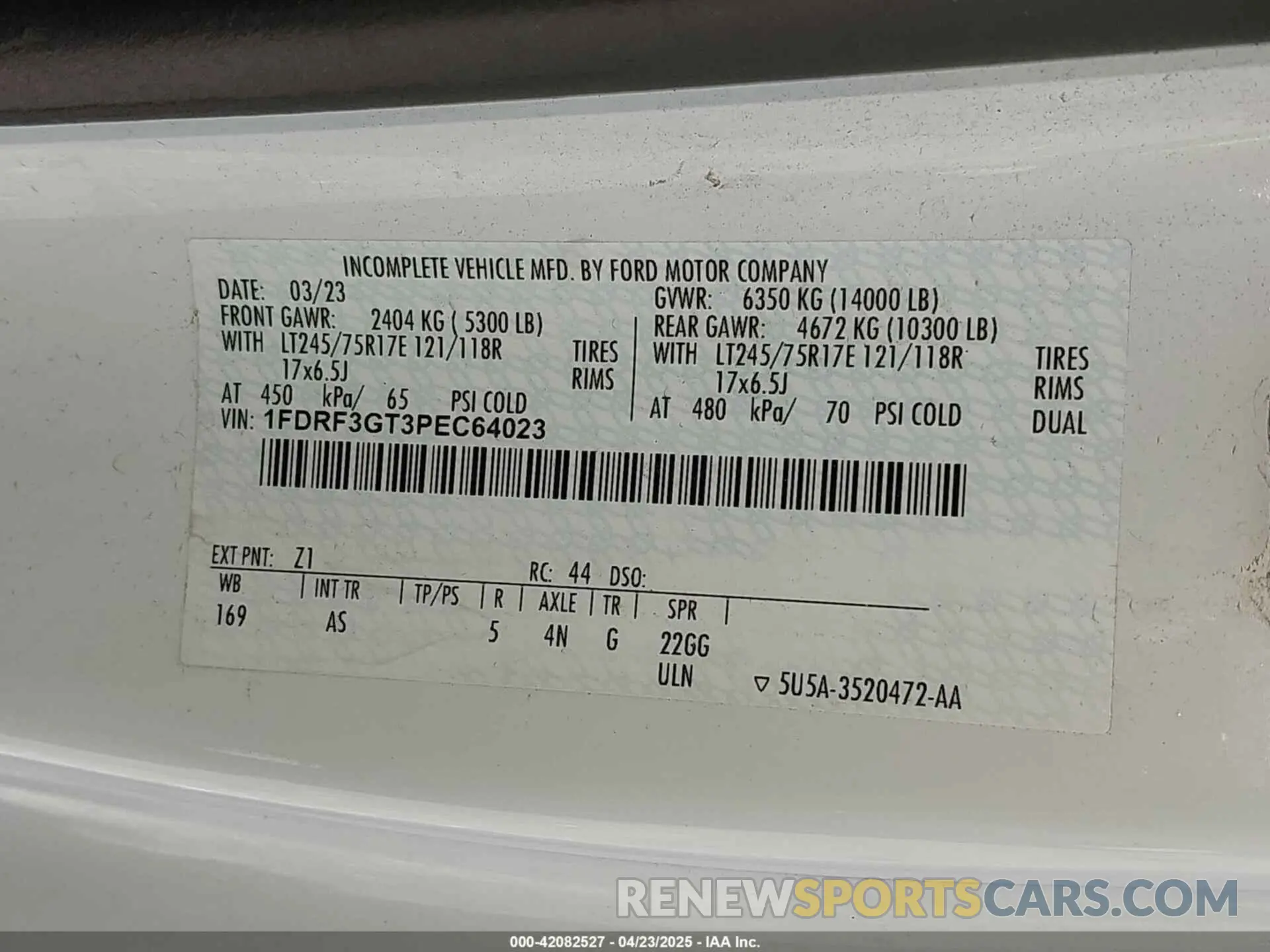 8 Photograph of a damaged car 1FDRF3GT3PEC64023 FORD F-350 CHASSIS 2023