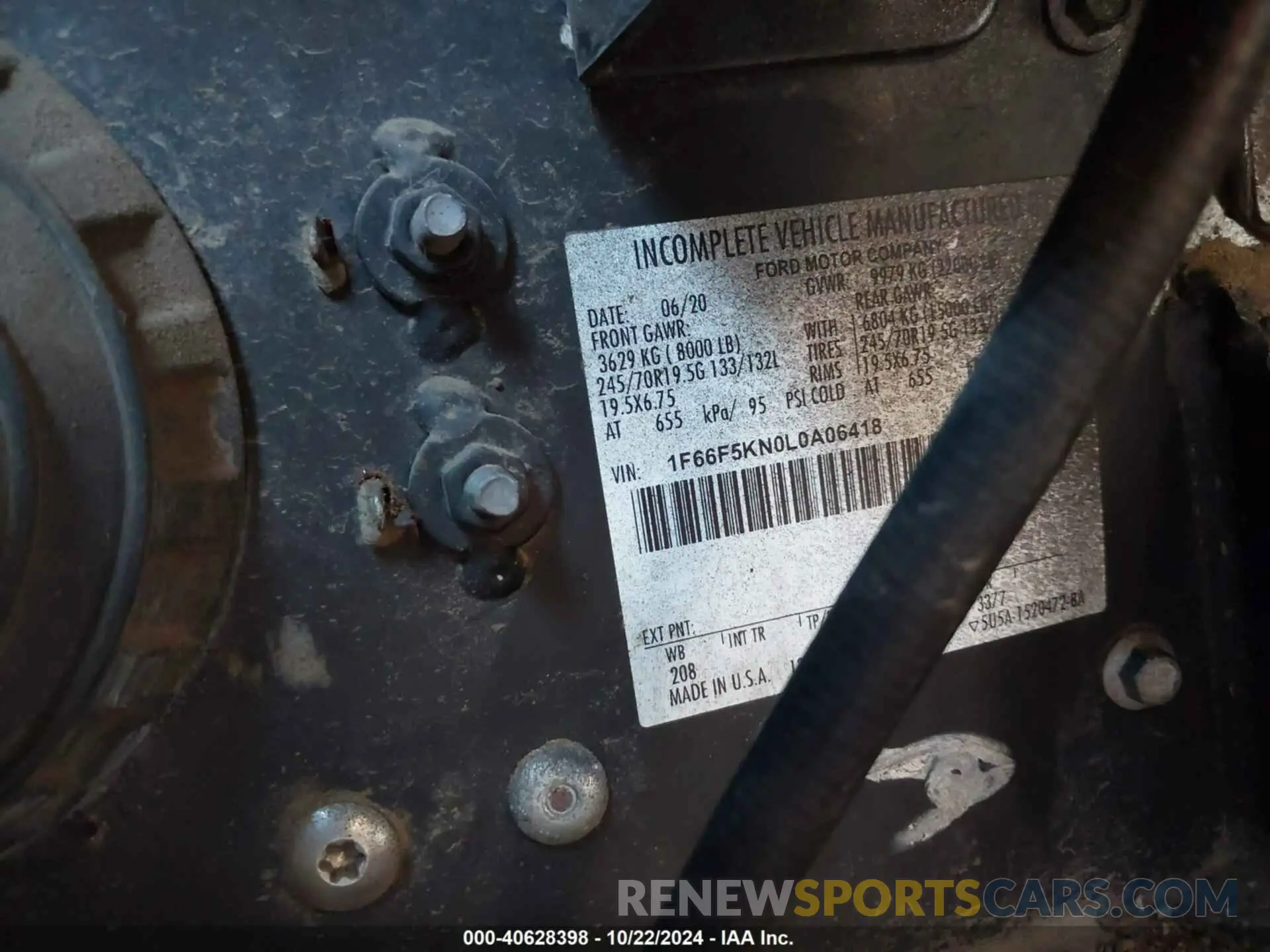 8 Photograph of a damaged car 1F66F5KN0L0A06418 FORD F-59 COMMERCIAL STRIPPED 2020