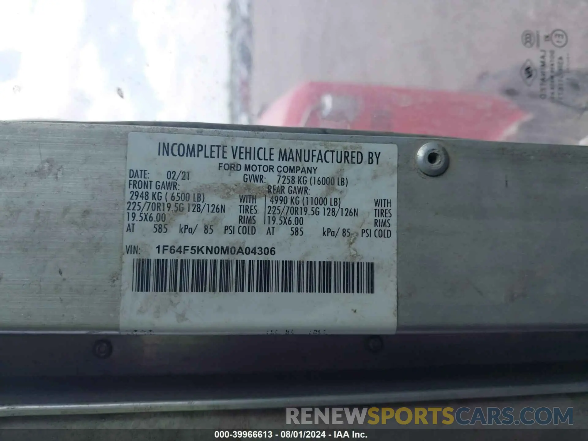 8 Photograph of a damaged car 1F64F5KN0M0A04306 FORD F-59 COMMERCIAL STRIPPED 2021