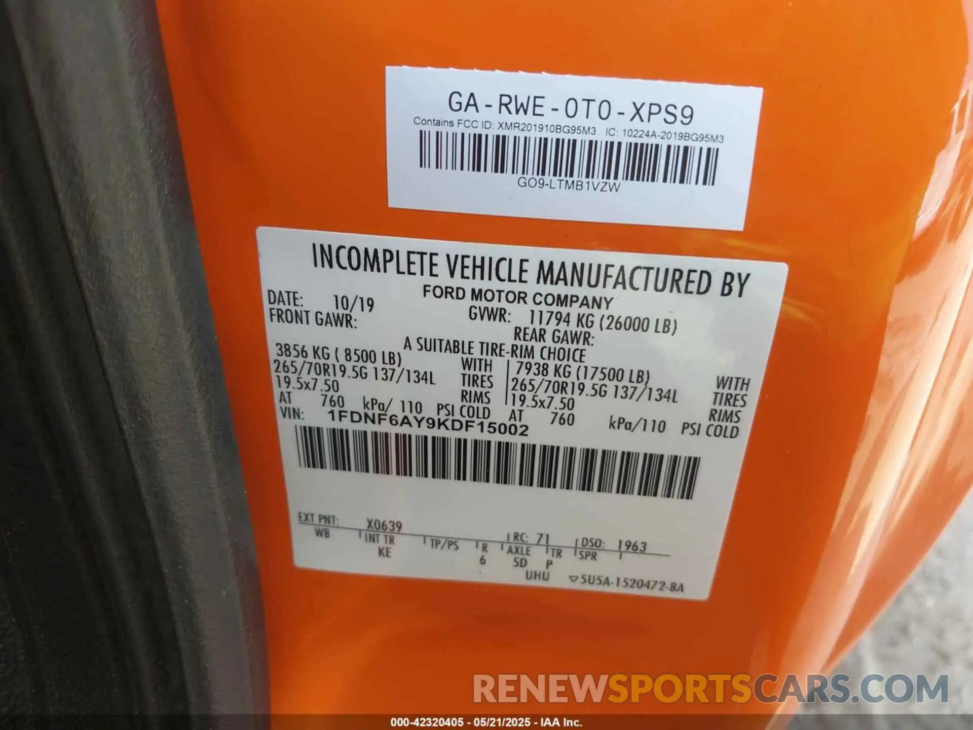 8 Photograph of a damaged car 1FDNF6AY9KDF15002 FORD F-650 GAS 2019