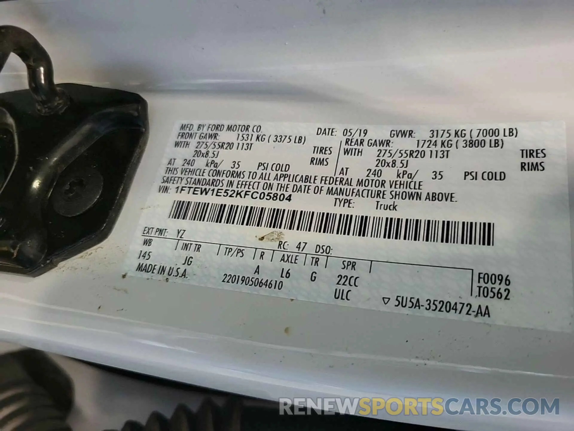 13 Photograph of a damaged car 1FTEW1E52KFC05804 FORD F150 2019