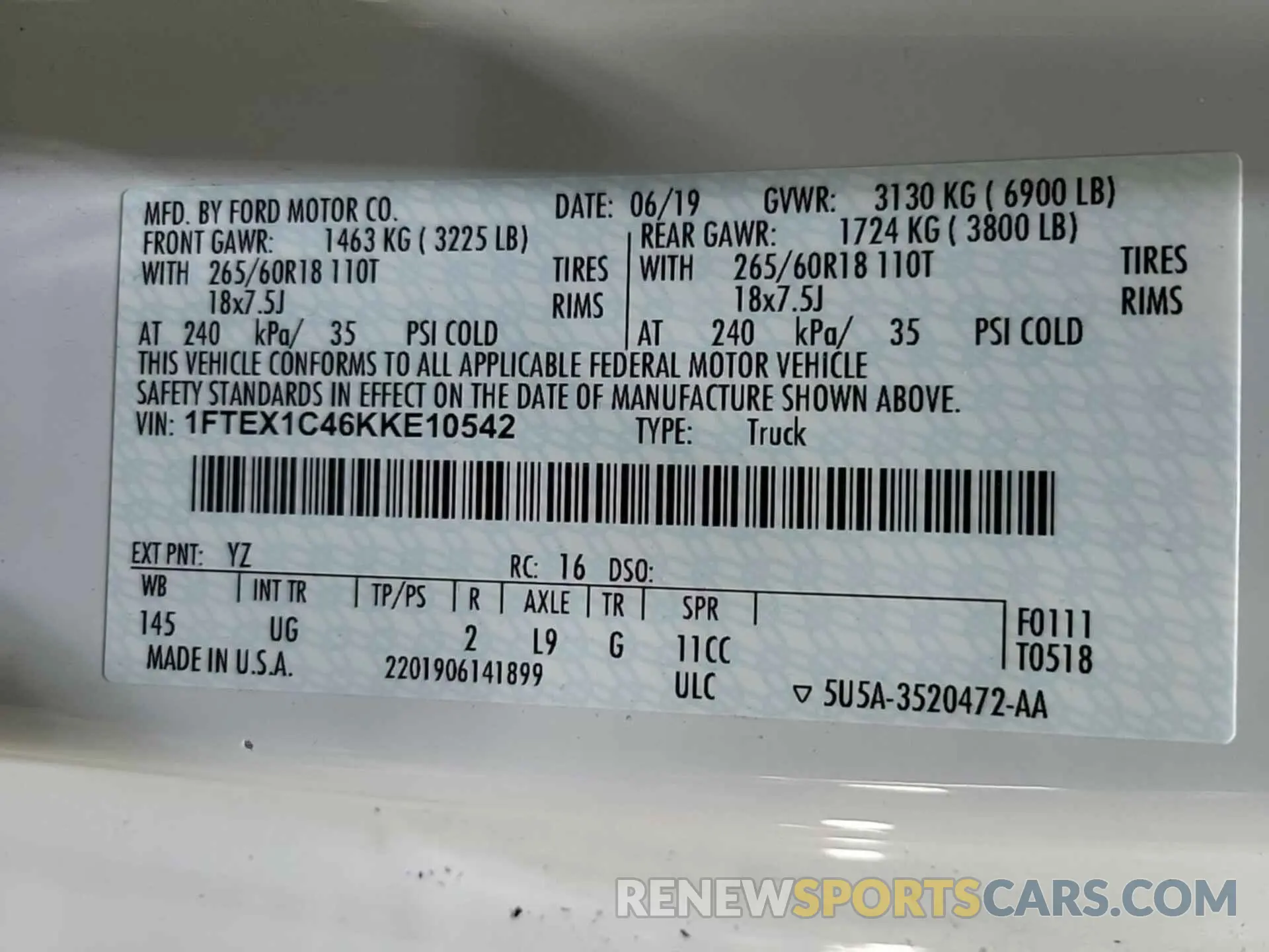 5 Photograph of a damaged car 1FTEX1C46KKE10542 FORD F150 2019