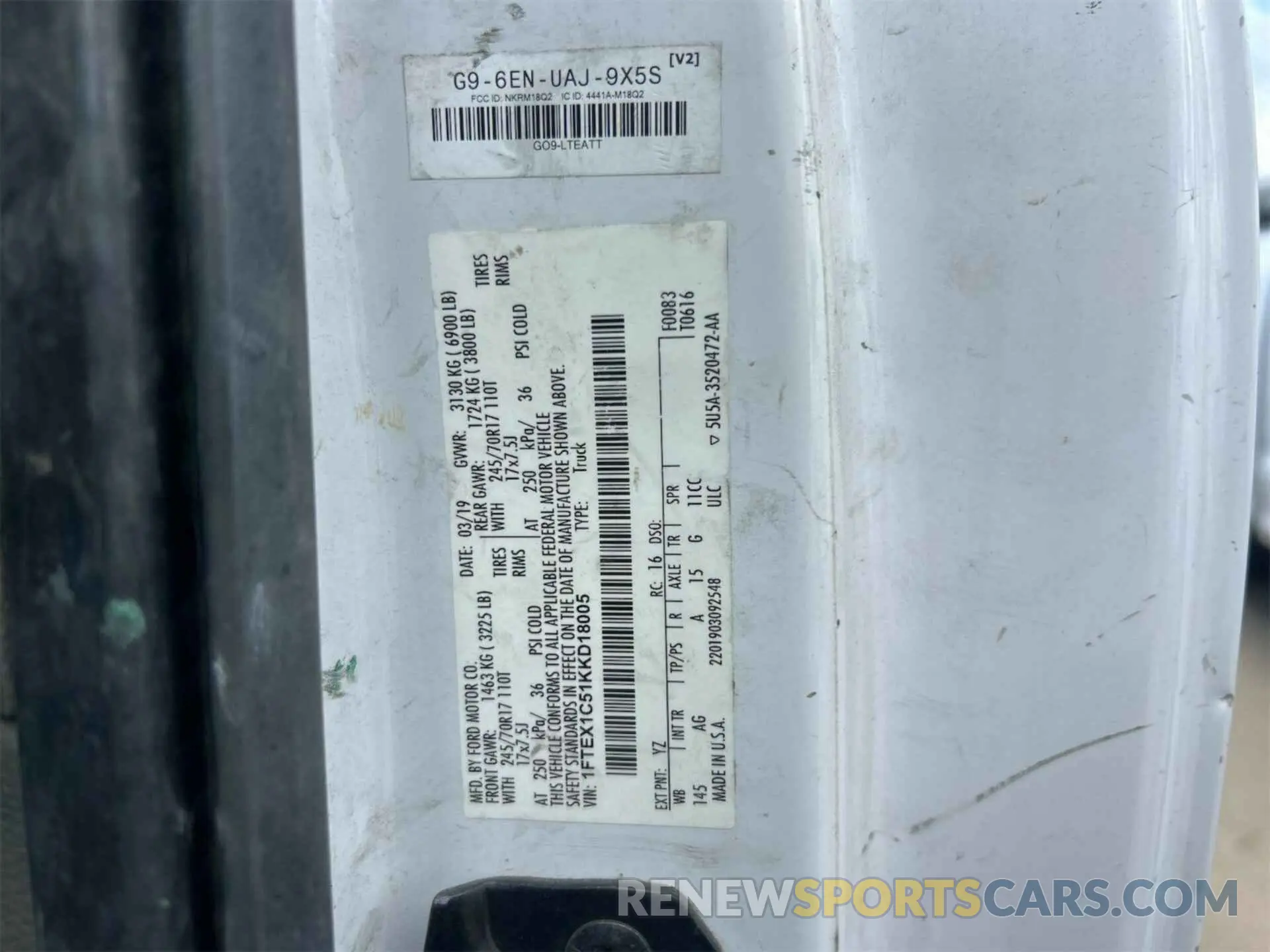 18 Photograph of a damaged car 1FTEX1C51KKD18005 FORD F150 2019