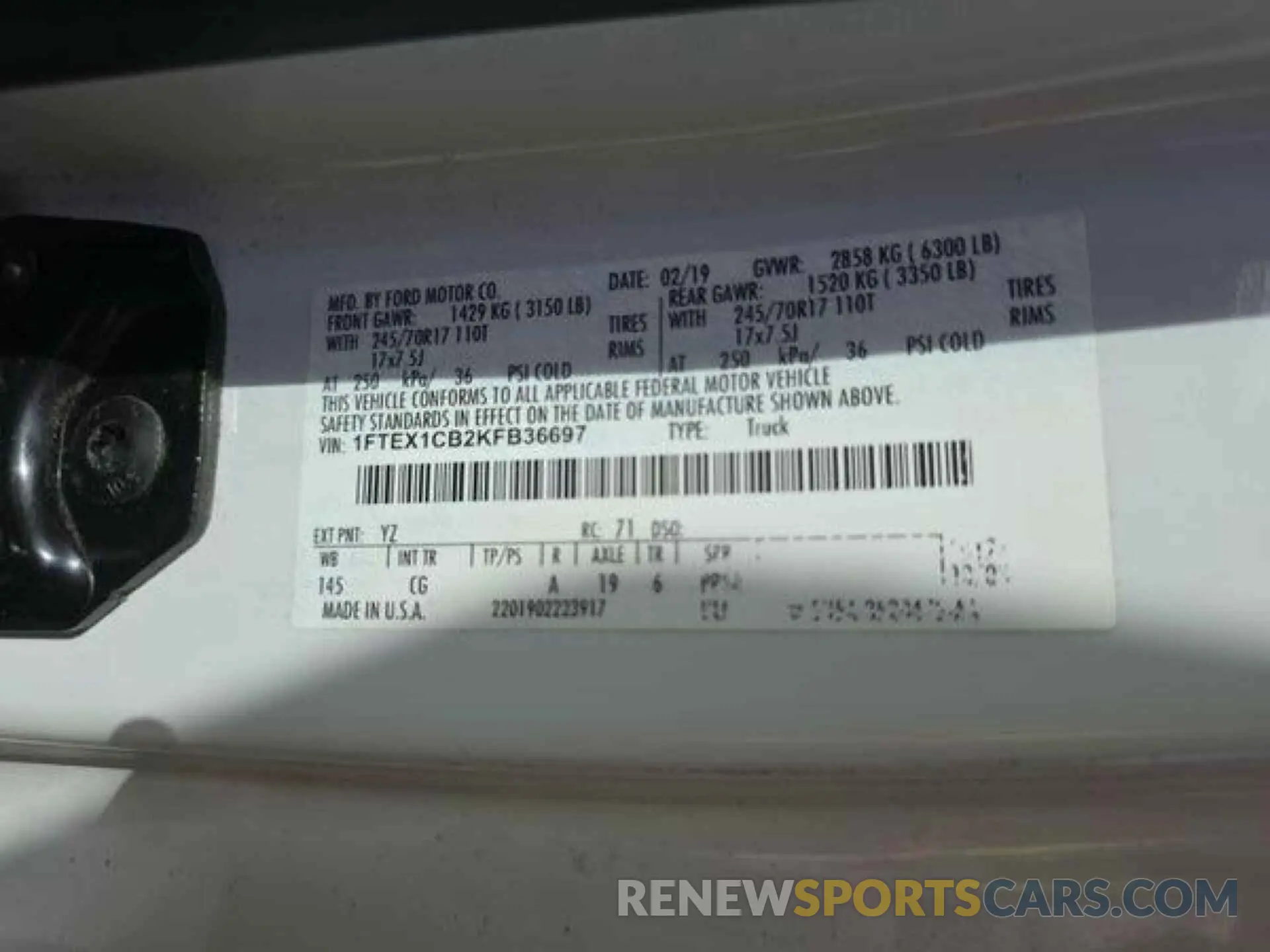 15 Photograph of a damaged car 1FTEX1CB2KFB36697 FORD F150 2019