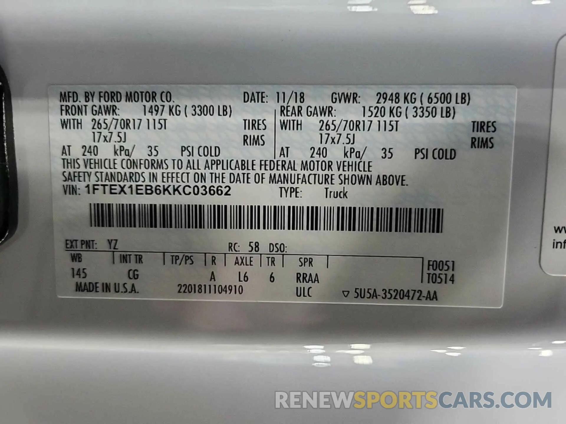 10 Photograph of a damaged car 1FTEX1EB6KKC03662 FORD F150 2019
