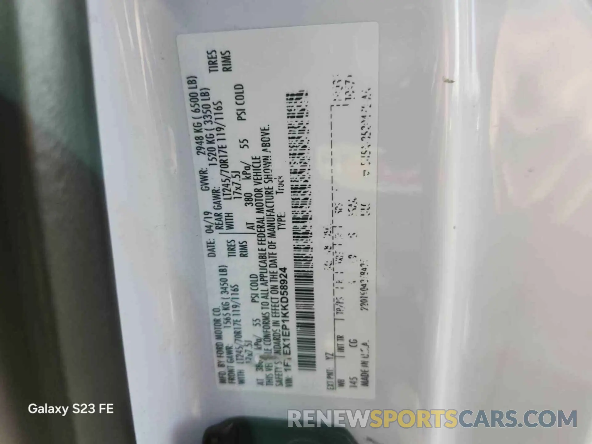 4 Photograph of a damaged car 1FTEX1EP1KKD58924 FORD F150 2019