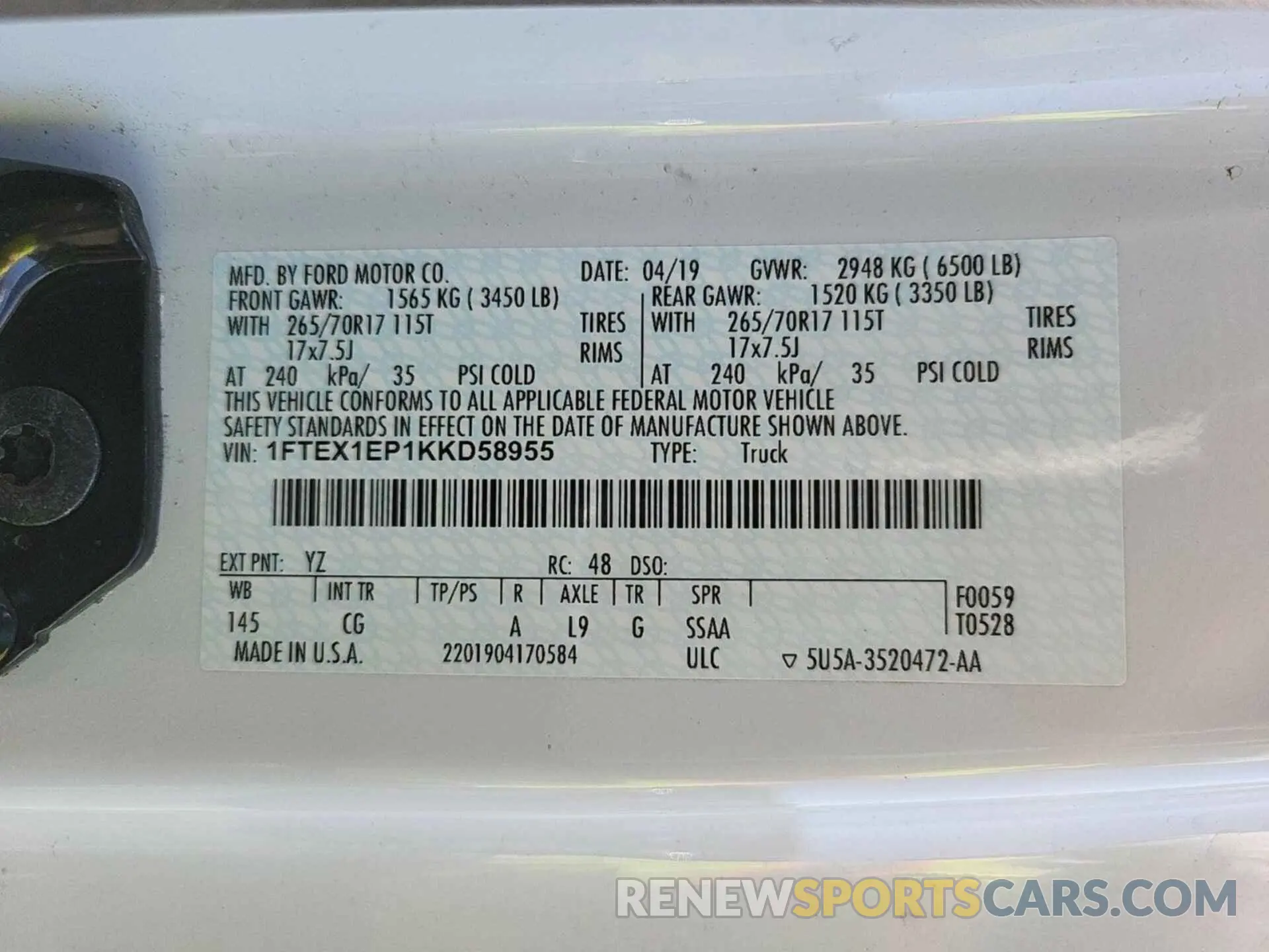 2 Photograph of a damaged car 1FTEX1EP1KKD58955 FORD F150 2019
