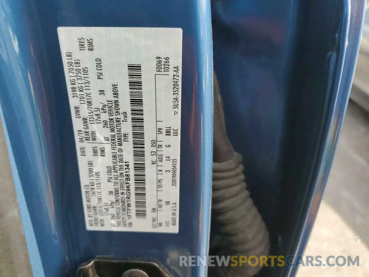 12 Photograph of a damaged car 1FTFW1RG9KFB81341 FORD F150 2019