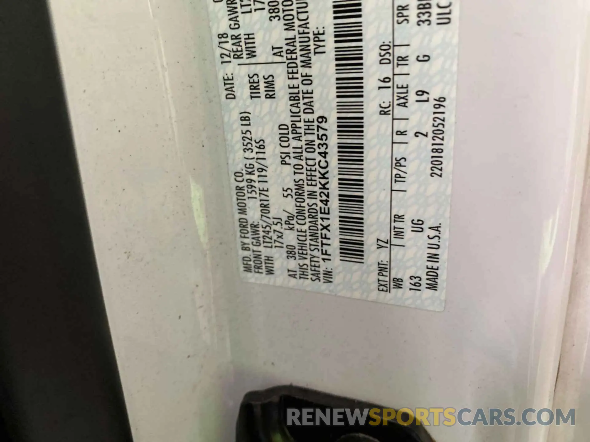 9 Photograph of a damaged car 1FTFX1E42KKC43579 FORD F150 2019
