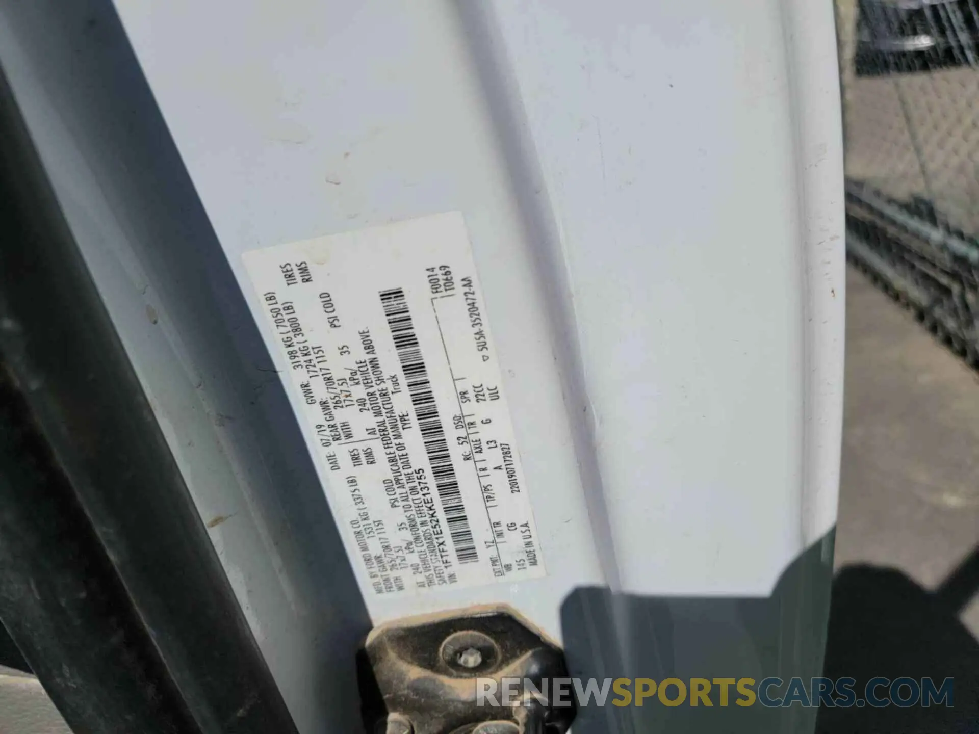 7 Photograph of a damaged car 1FTFX1E52KKE13755 FORD F150 2019