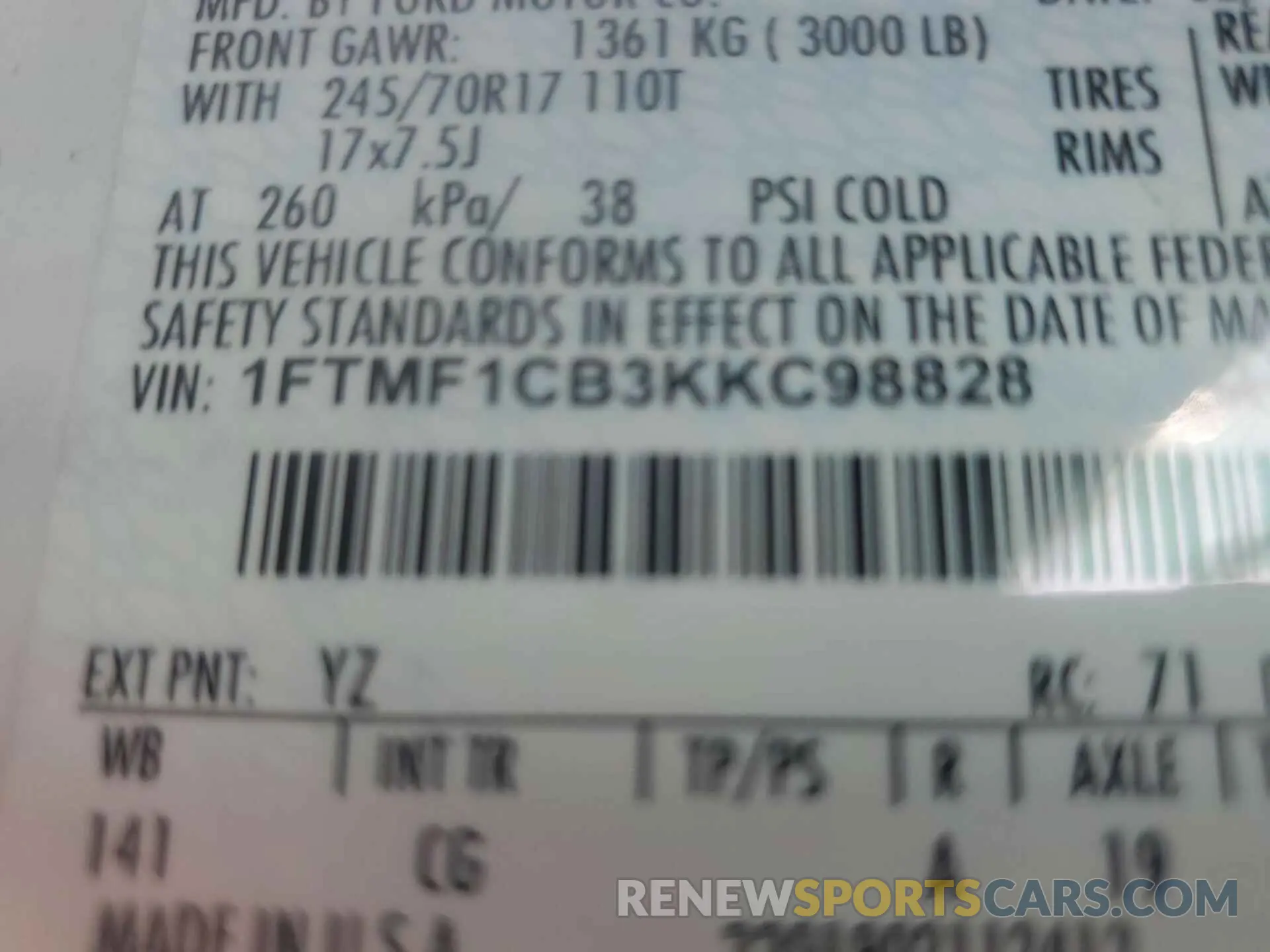 7 Photograph of a damaged car 1FTMF1CB3KKC98828 FORD F150 2019