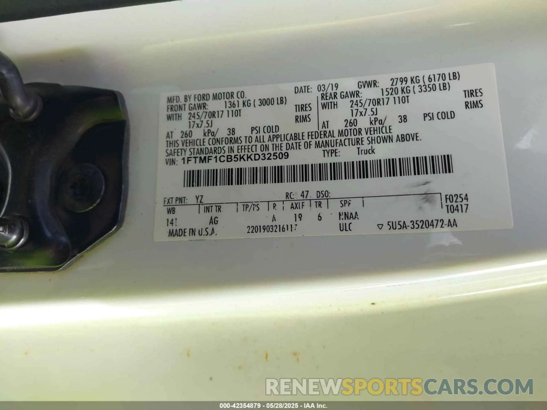 9 Photograph of a damaged car 1FTMF1CB5KKD32509 FORD F150 2019