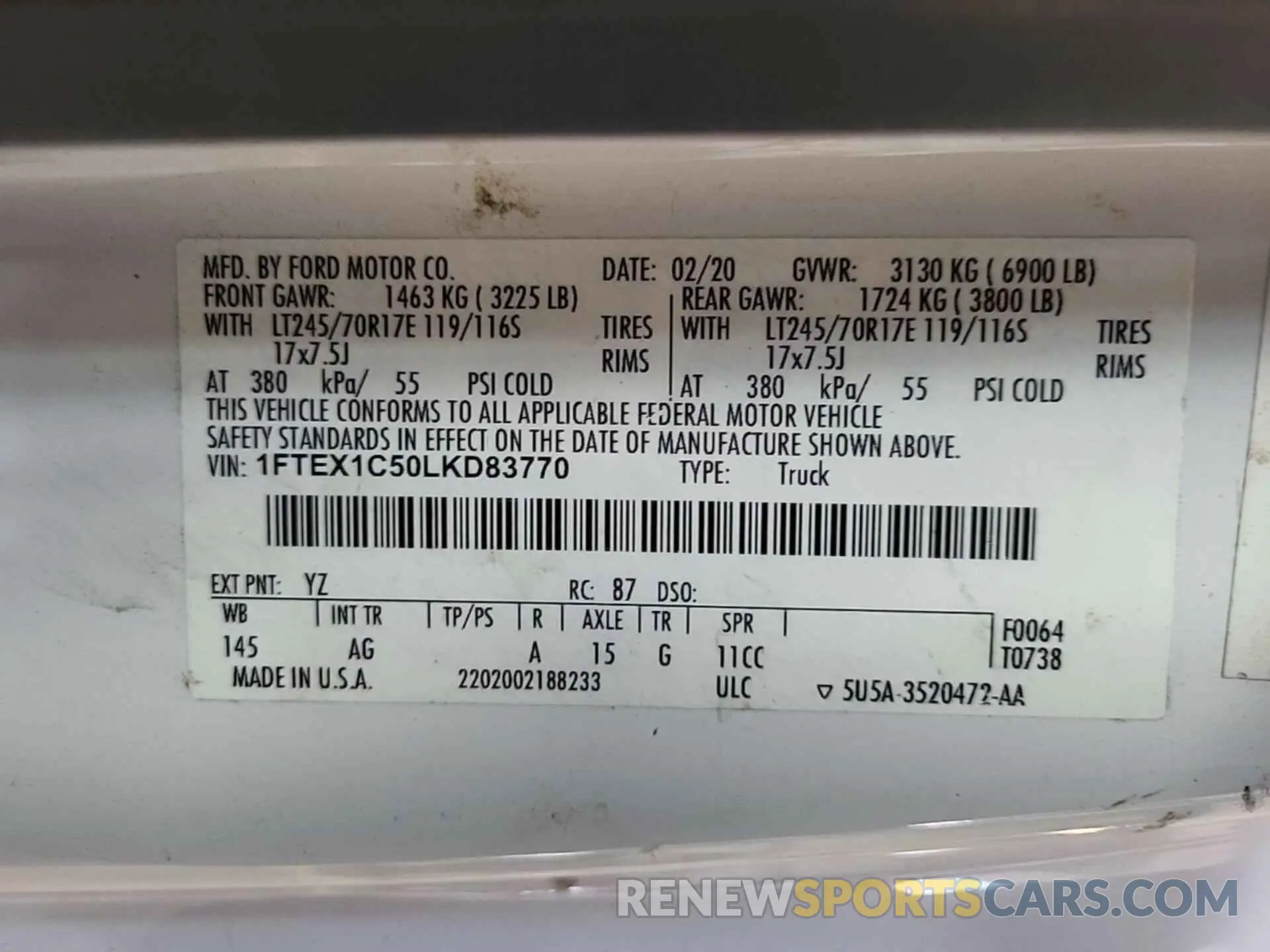 14 Photograph of a damaged car 1FTEX1C50LKD83770 FORD F150 2020