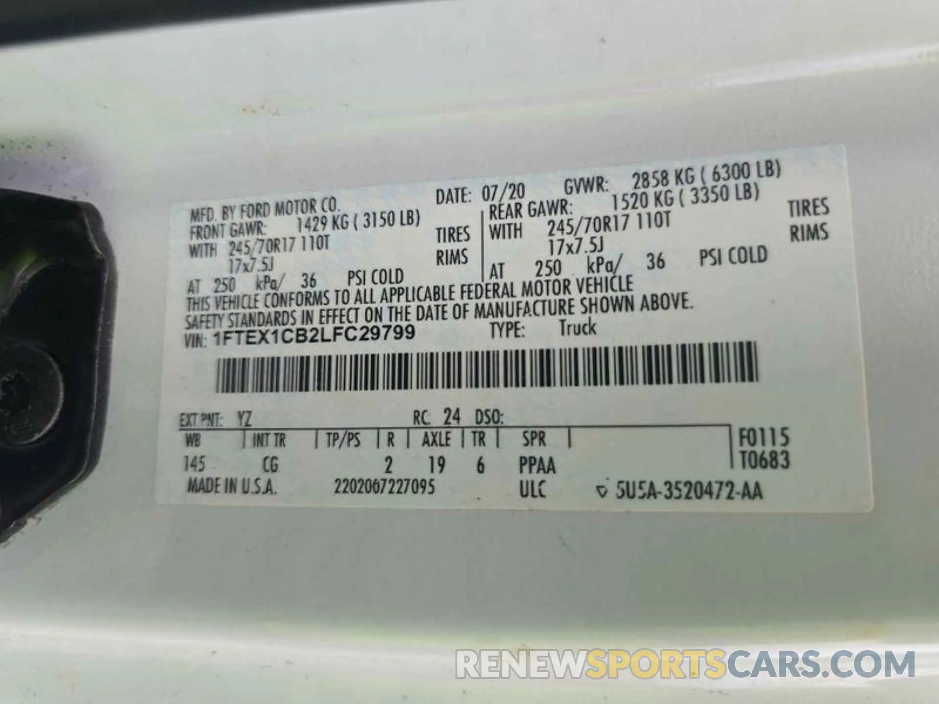 8 Photograph of a damaged car 1FTEX1CB2LFC29799 FORD F150 2020