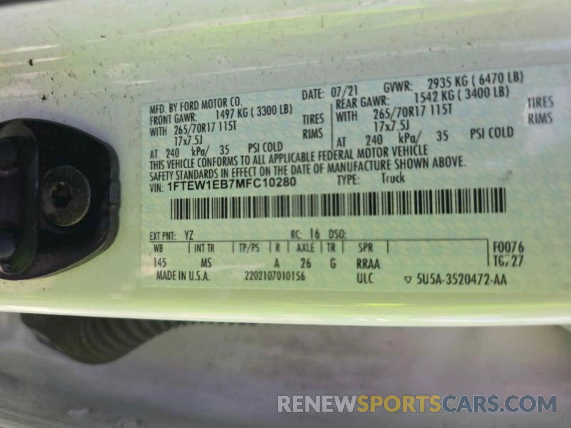 3 Photograph of a damaged car 1FTEW1EB7MFC10280 FORD F150 2021