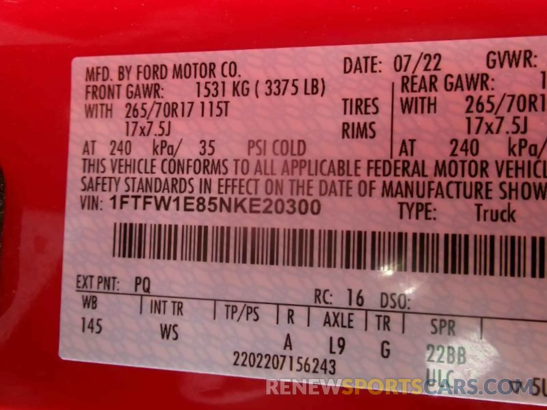 12 Photograph of a damaged car 1FTFW1E85NKE20300 FORD F150 2022