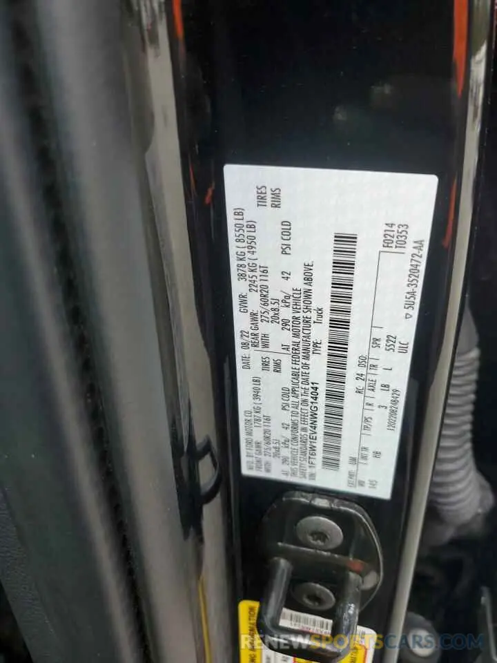 12 Photograph of a damaged car 1FT6W1EV4NWG14041 FORD F150 LIGHT 2022