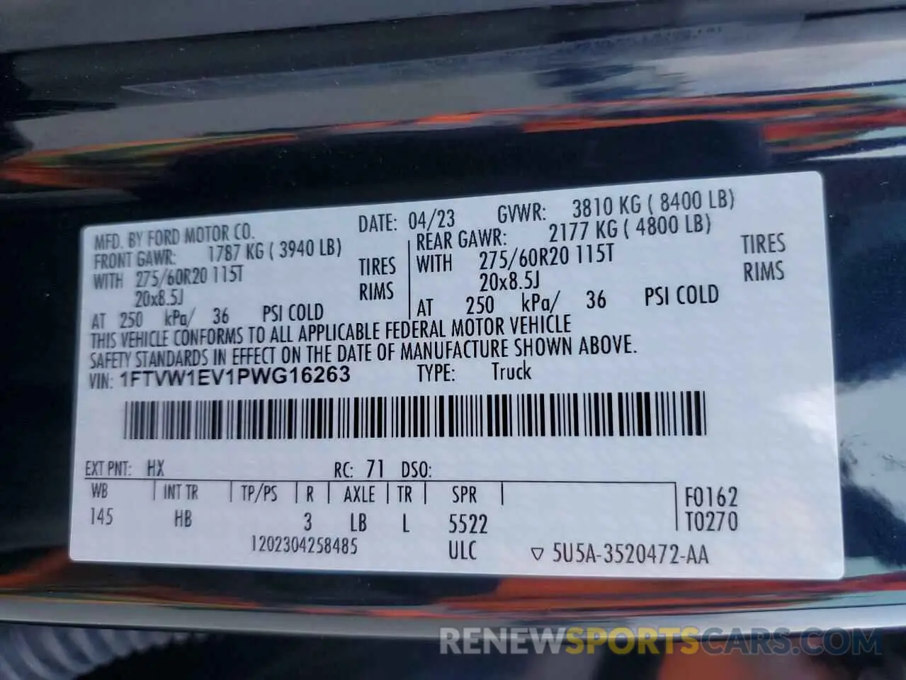12 Photograph of a damaged car 1FTVW1EV1PWG16263 FORD F150 LIGHT 2023