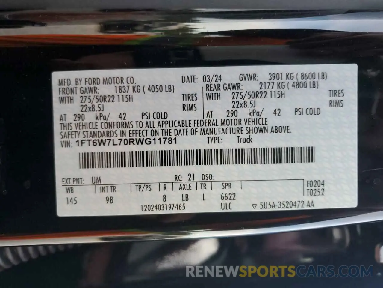 15 Photograph of a damaged car 1FT6W7L70RWG11781 FORD F150 LIGHT 2024
