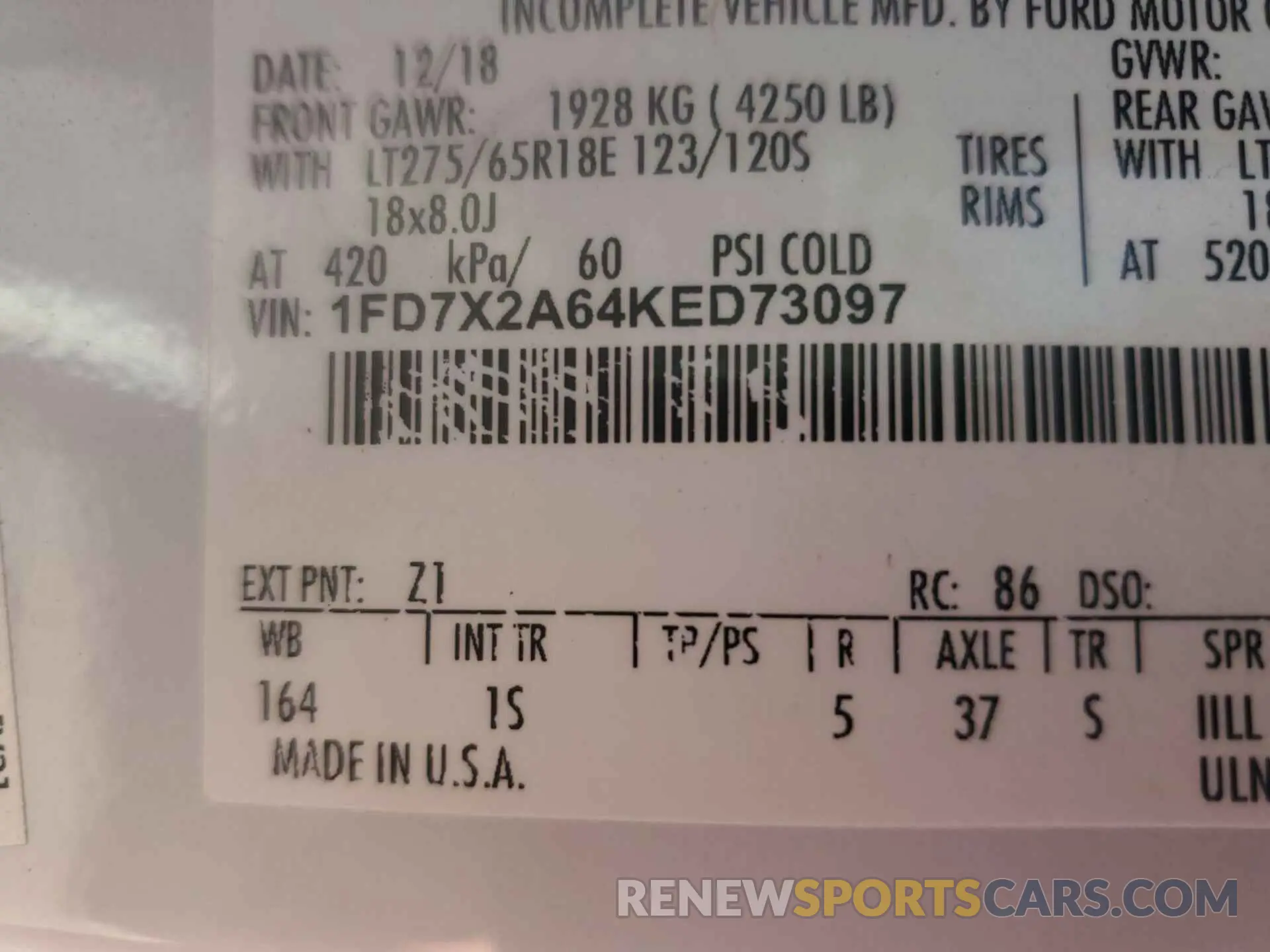 5 Photograph of a damaged car 1FD7X2A64KED73097 FORD F250 2019