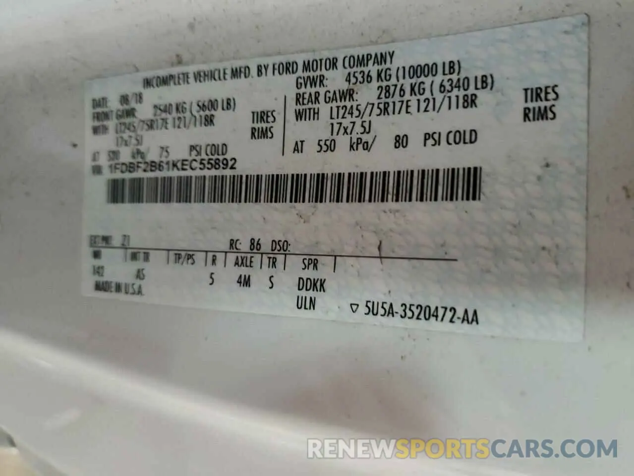 12 Photograph of a damaged car 1FDBF2B61KEC55892 FORD F250 2019